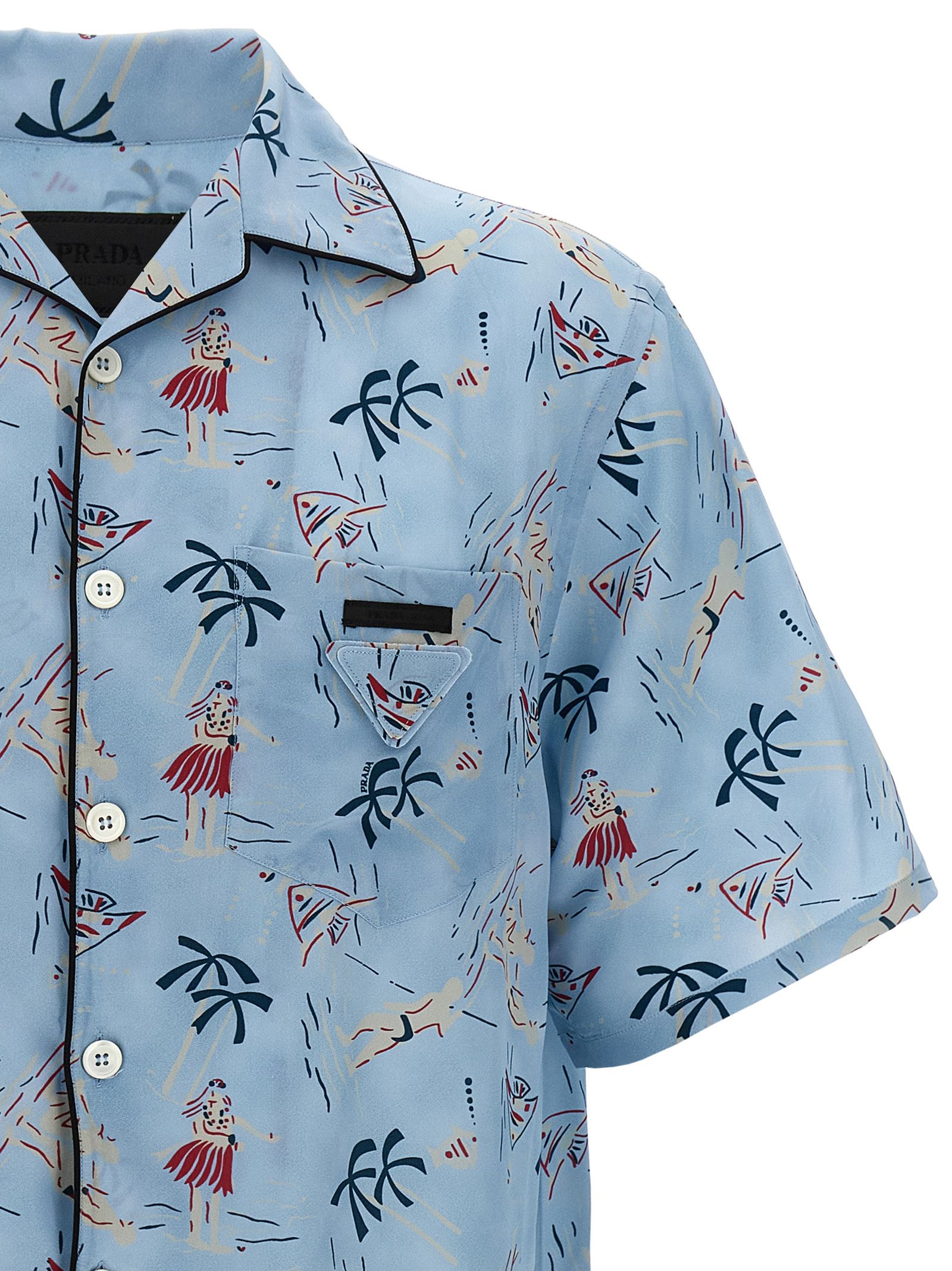 Prada Blue Viscose Men's Blouse - Prada - Modalova