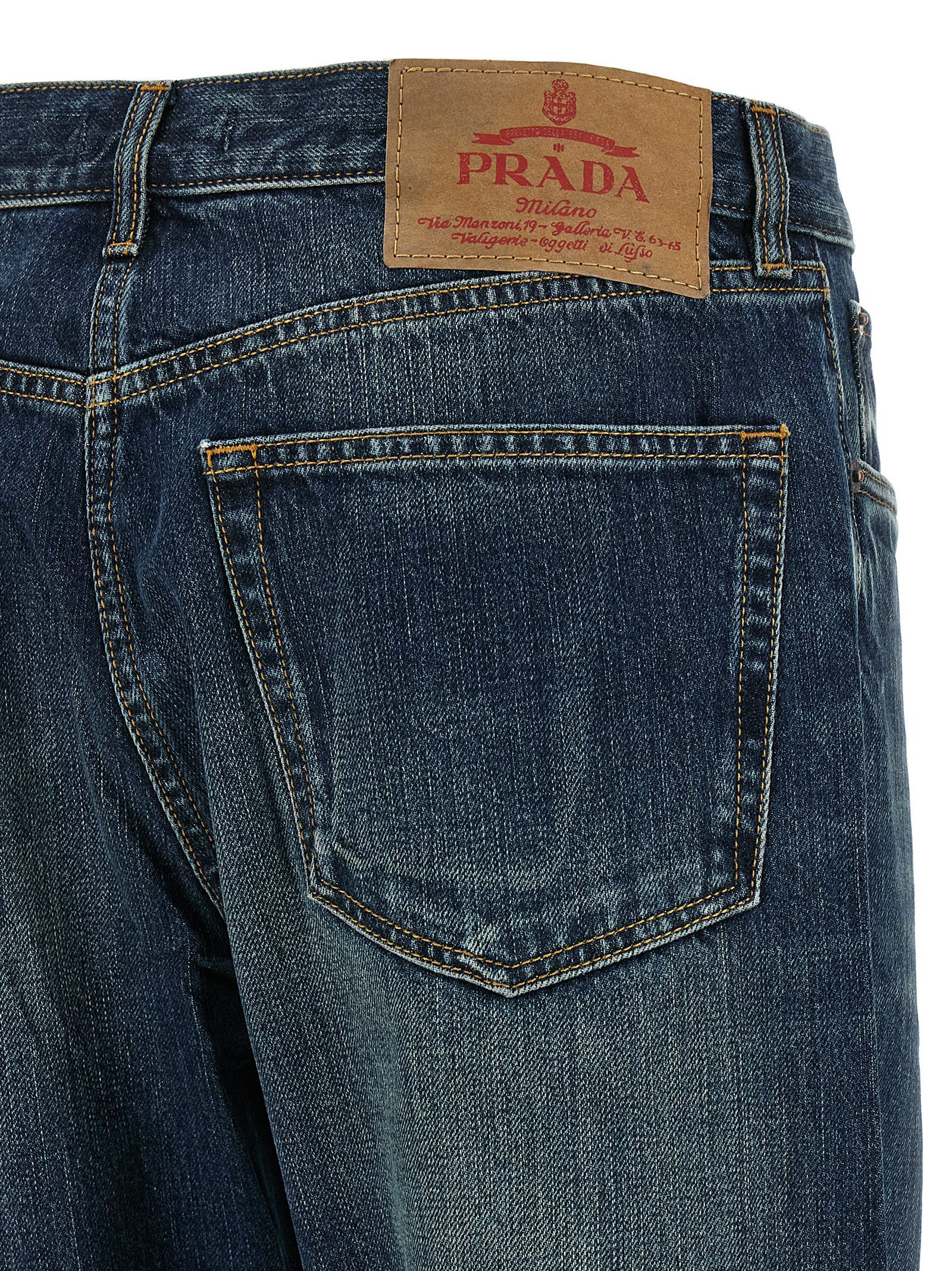 Cotton Straight-Leg Women's Jeans - Prada - Modalova