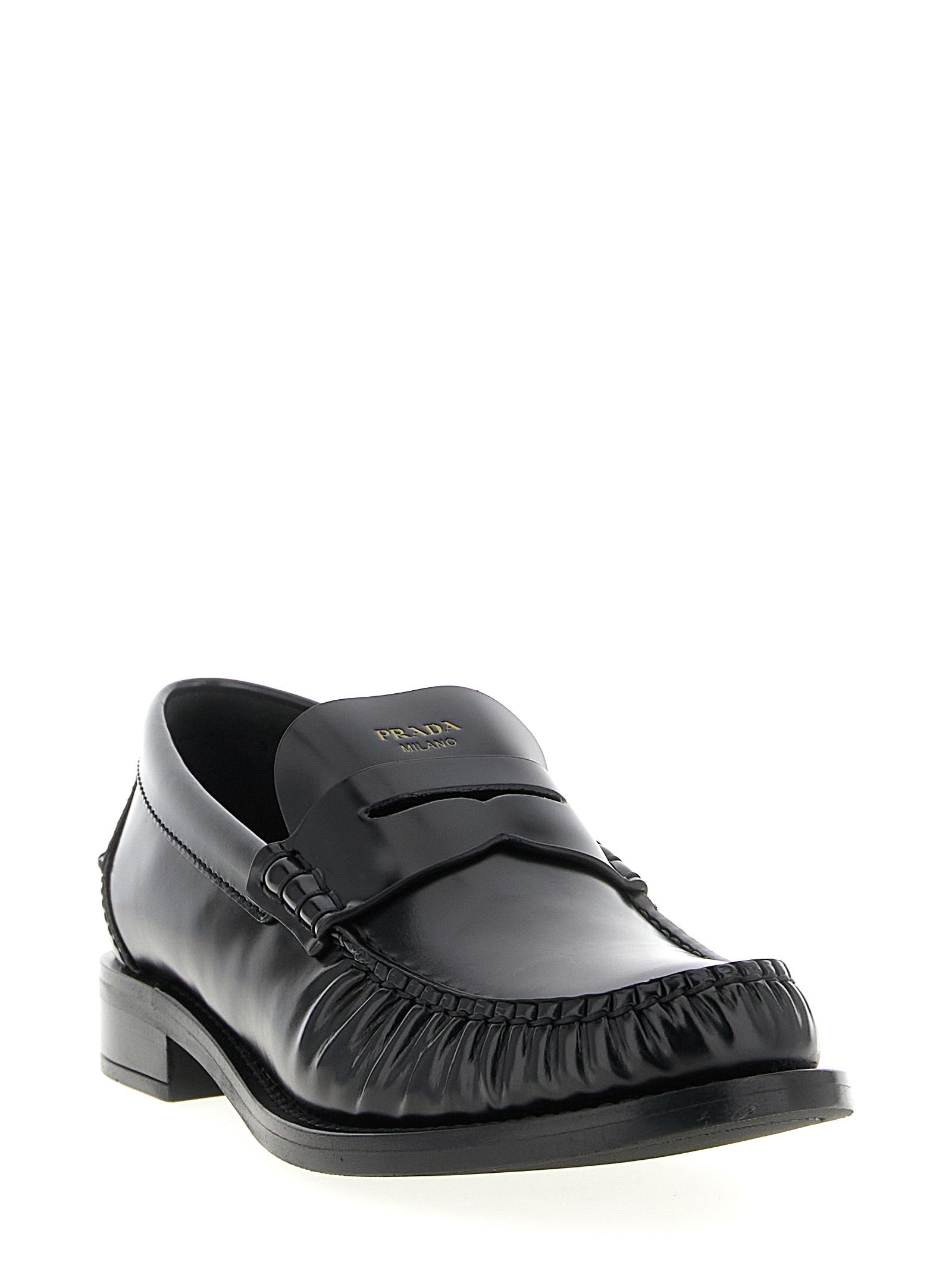 Calfskin Slip-On Women's Loafers - Prada - Modalova