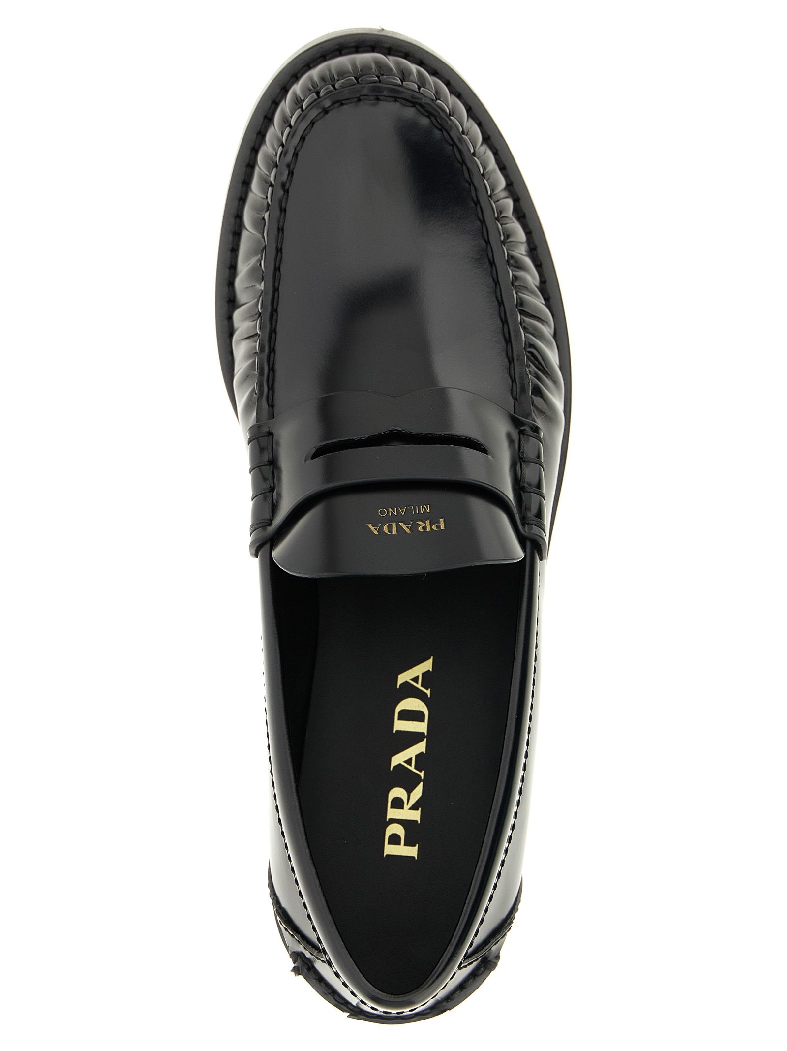 Calfskin Slip-On Women's Loafers - Prada - Modalova