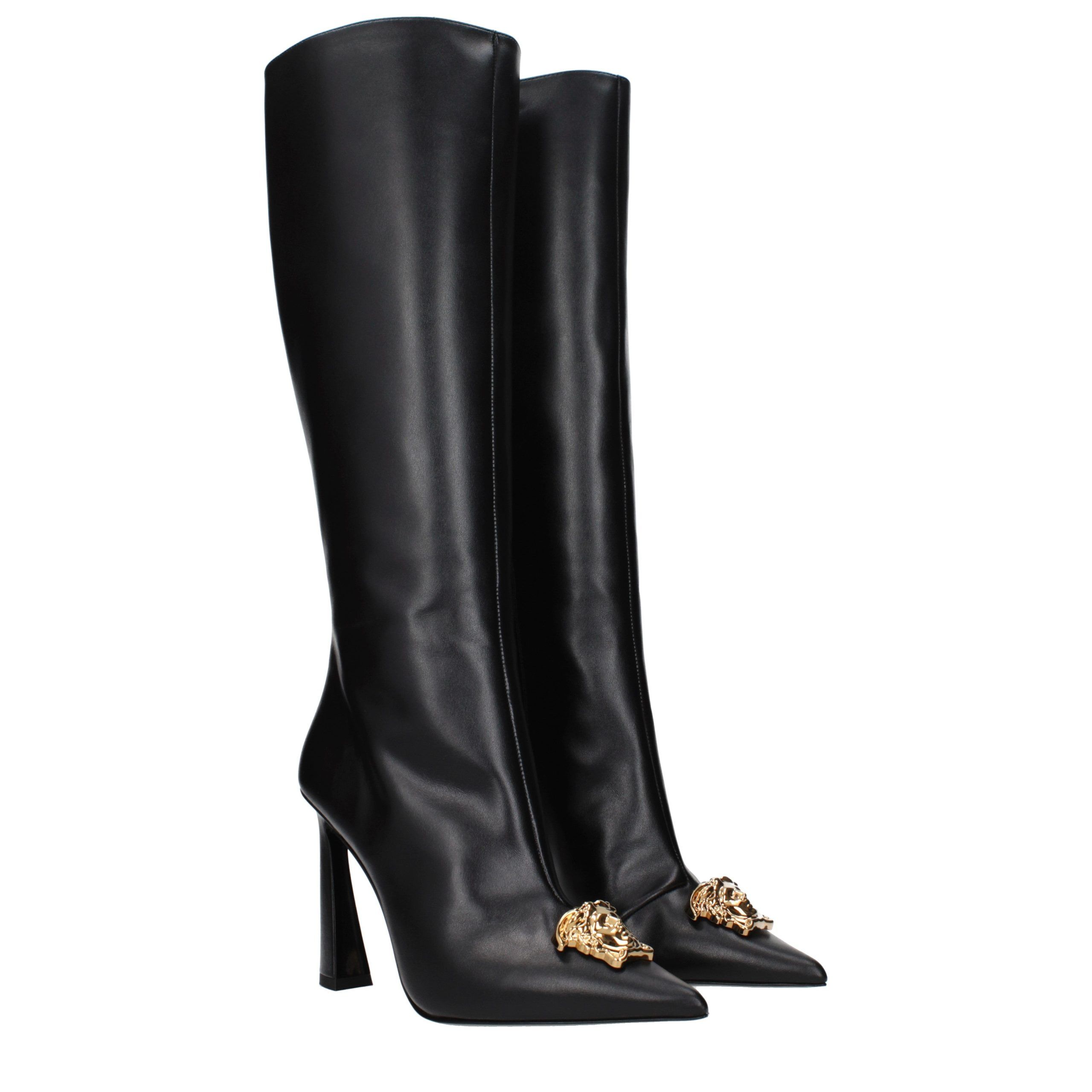 Leather High Heel Women's Boots - Versace - Modalova