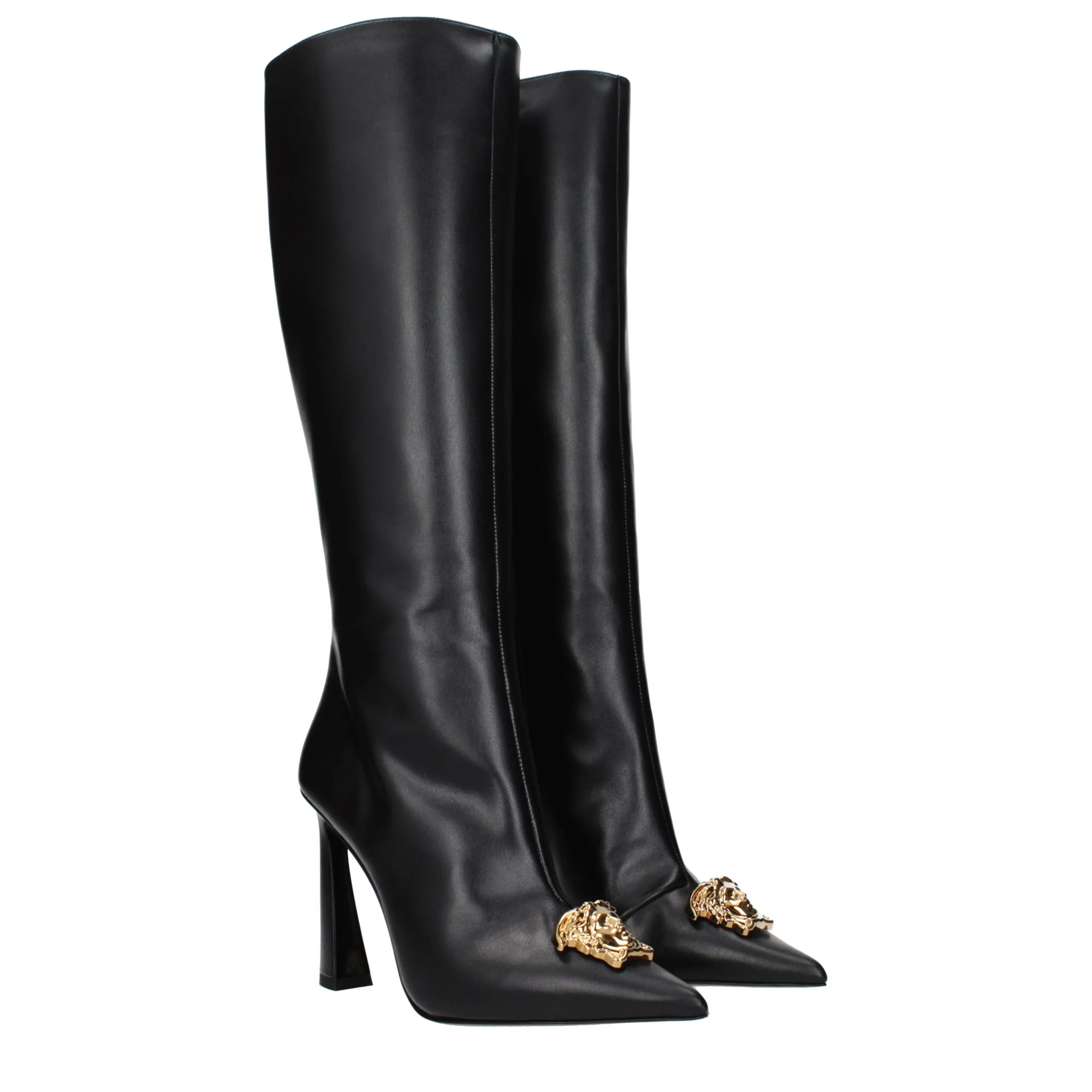 Leather High Heel Women's Boots - Versace - Modalova