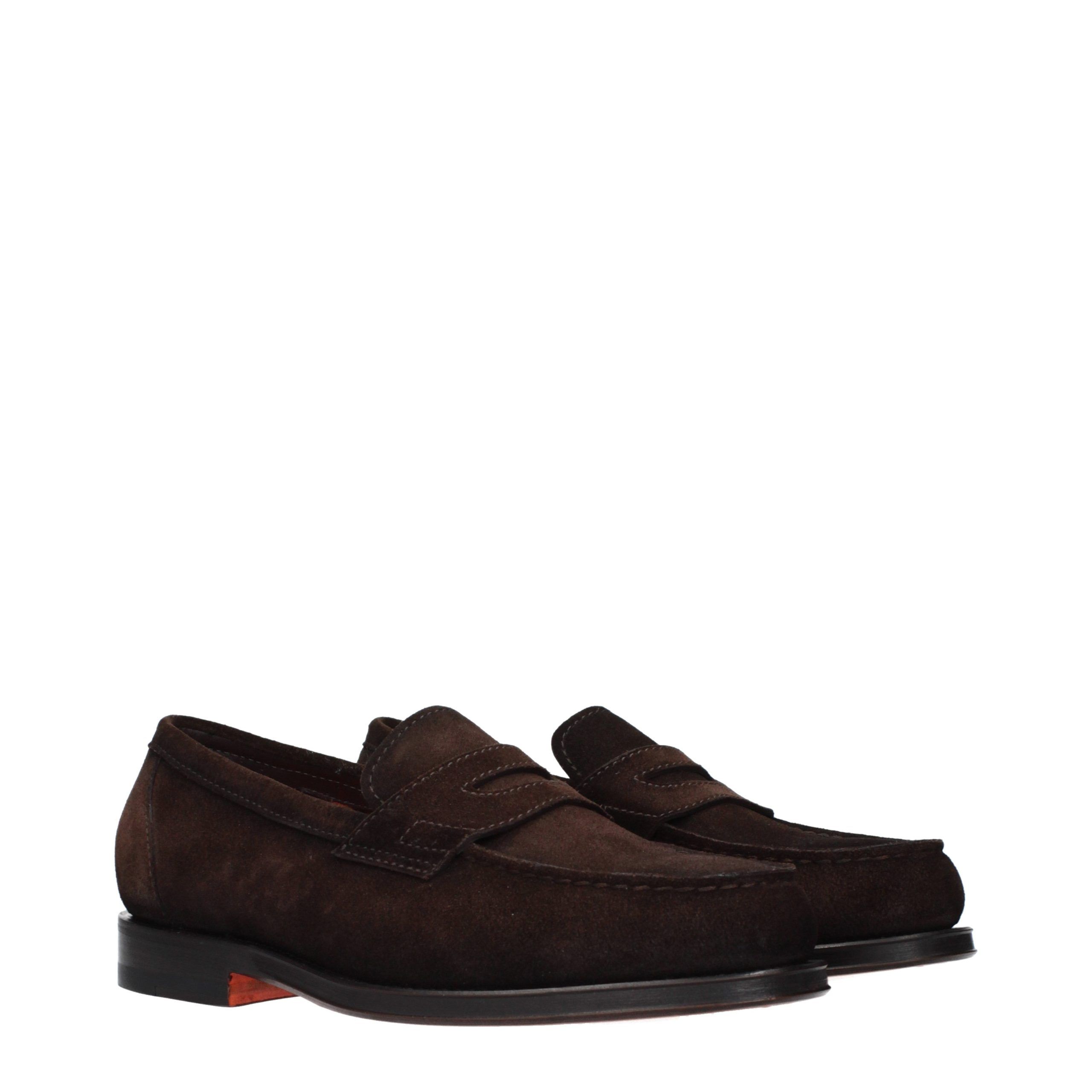 Leather Slip-On Men's Loafers - Santoni - Modalova