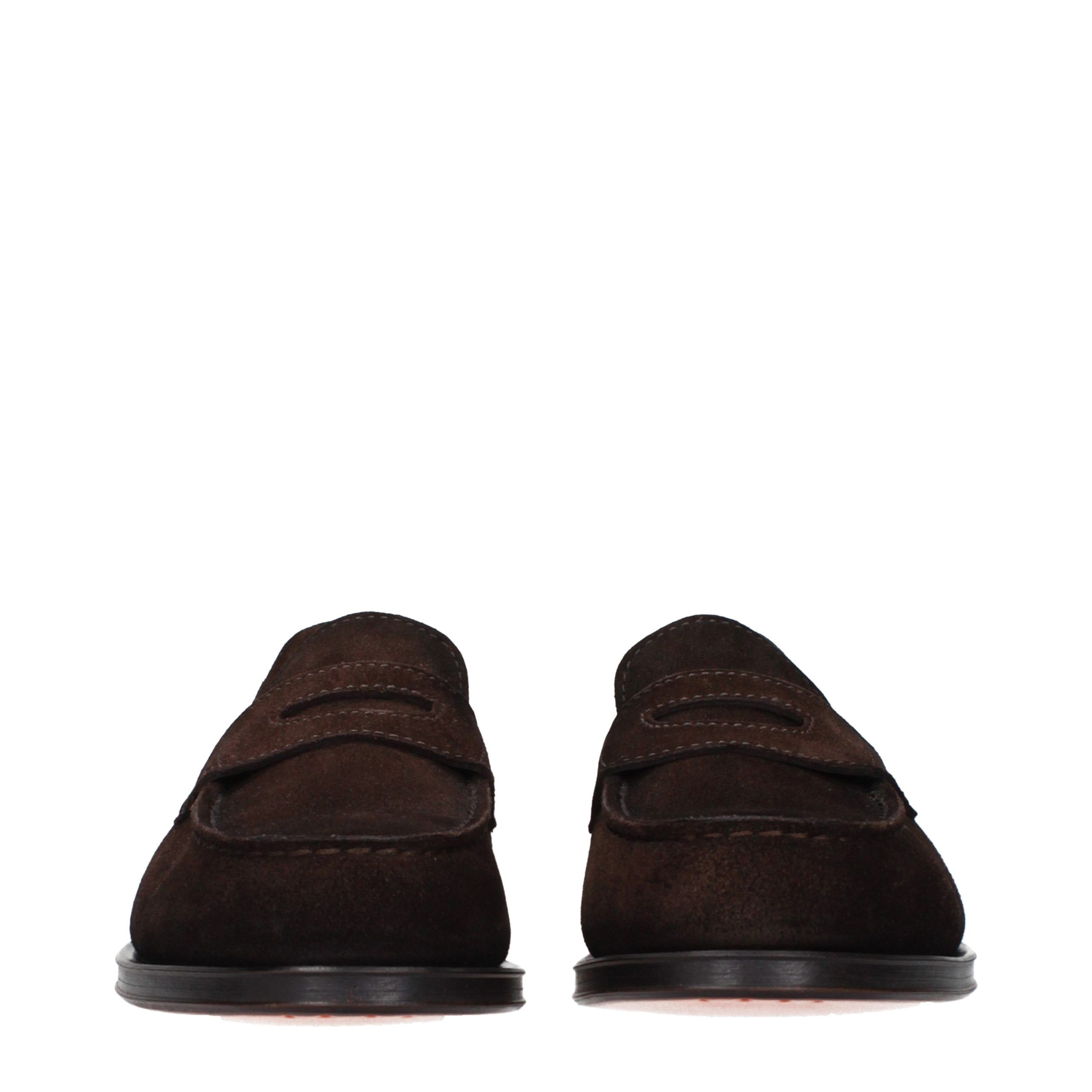 Leather Slip-On Men's Loafers - Santoni - Modalova
