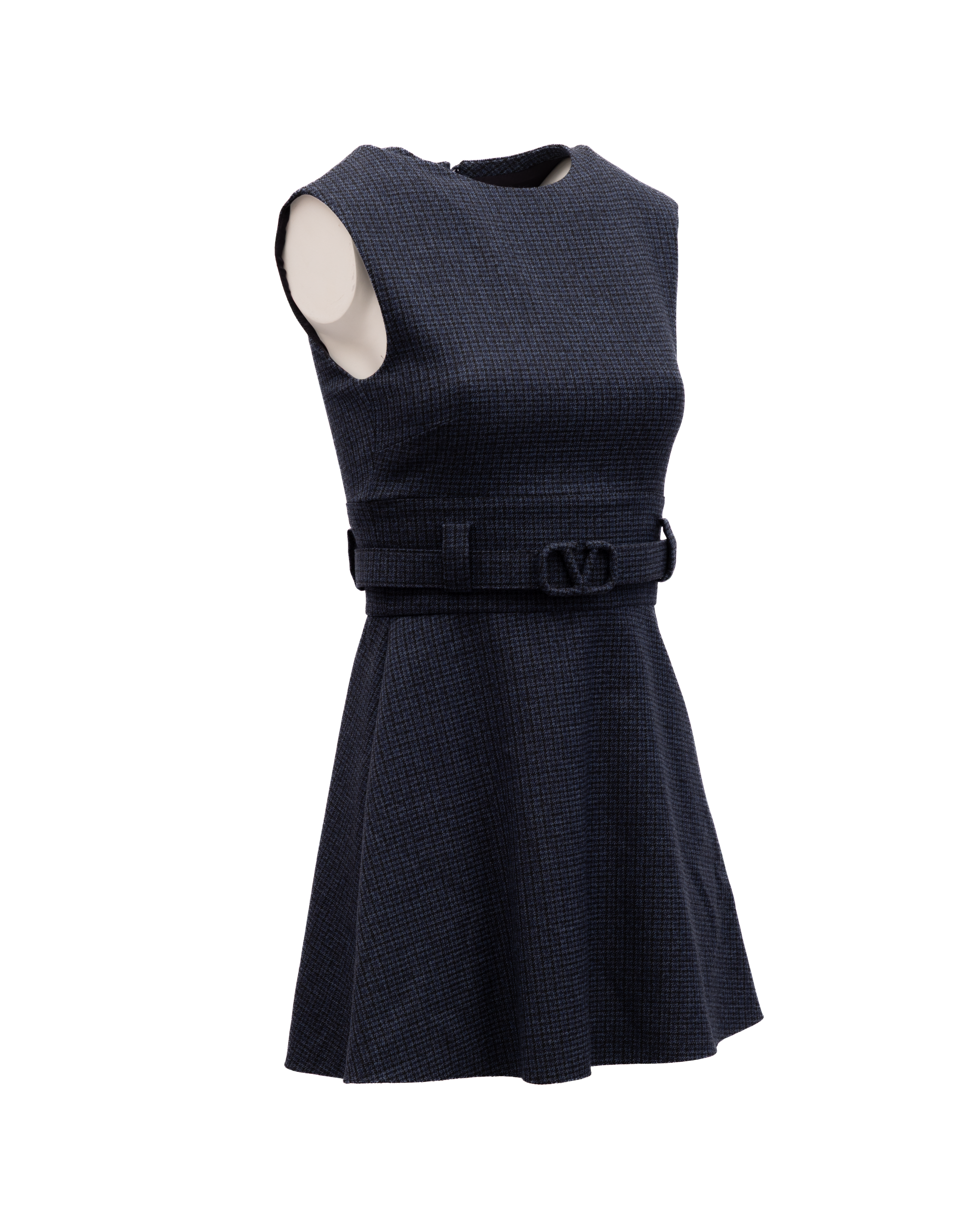Navy Check Sleeveless Mini Women's Dress - Valentino Garavani - Modalova