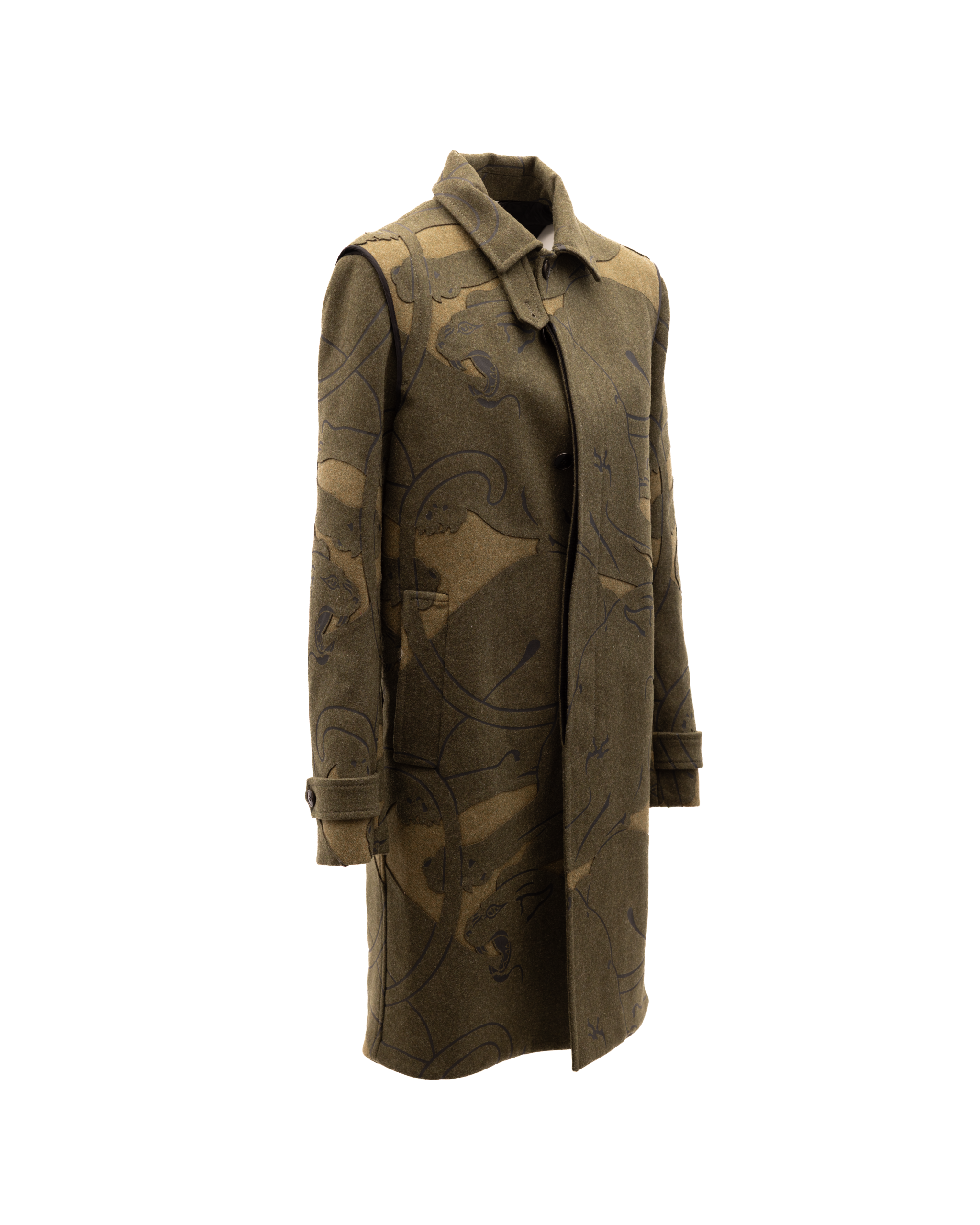 Green With Dark Patterns Women Wool Women's Coat - Valentino Garavani - Modalova
