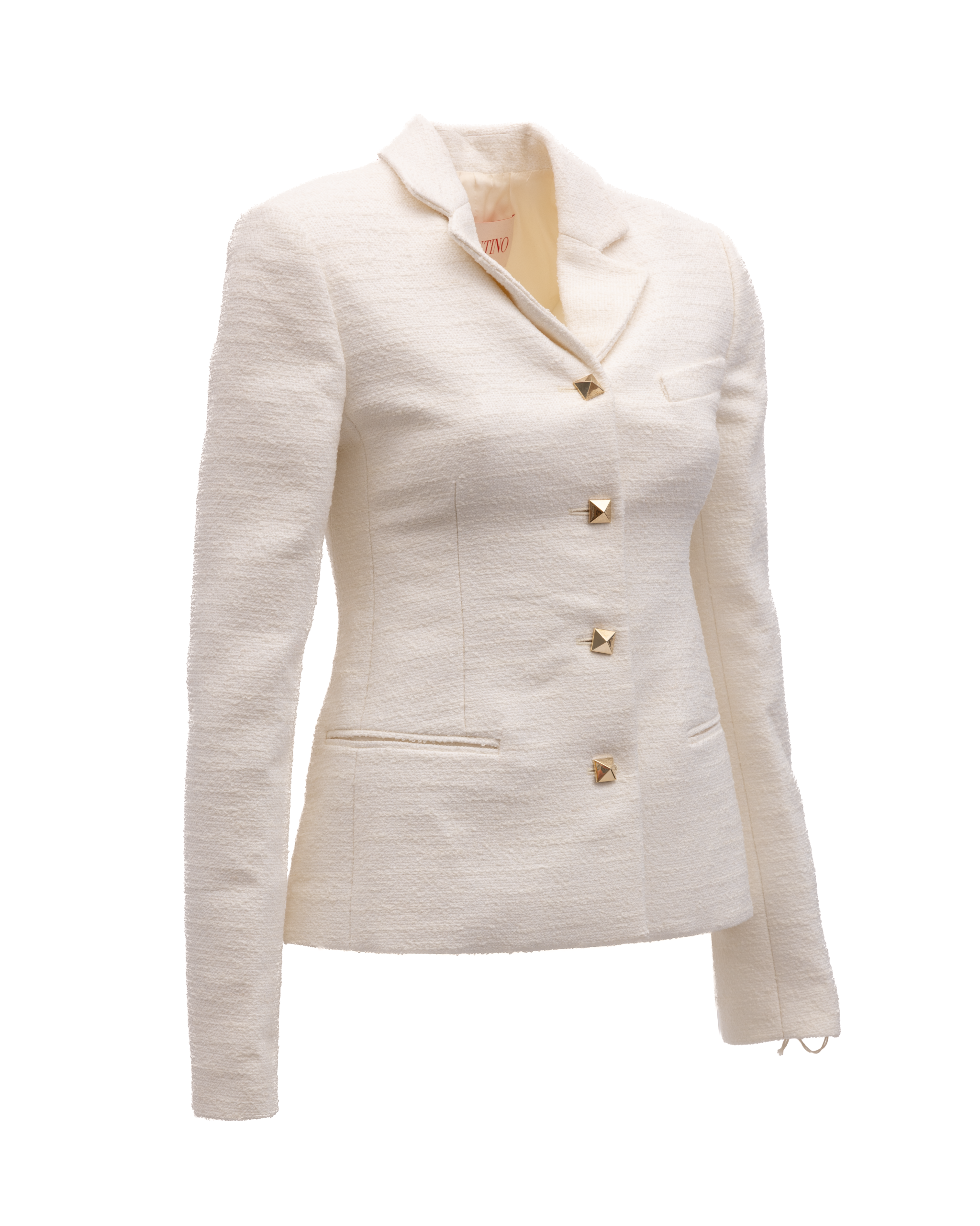Off-White Tailored Blazer with Gold Stud Women's Buttons - Valentino Garavani - Modalova