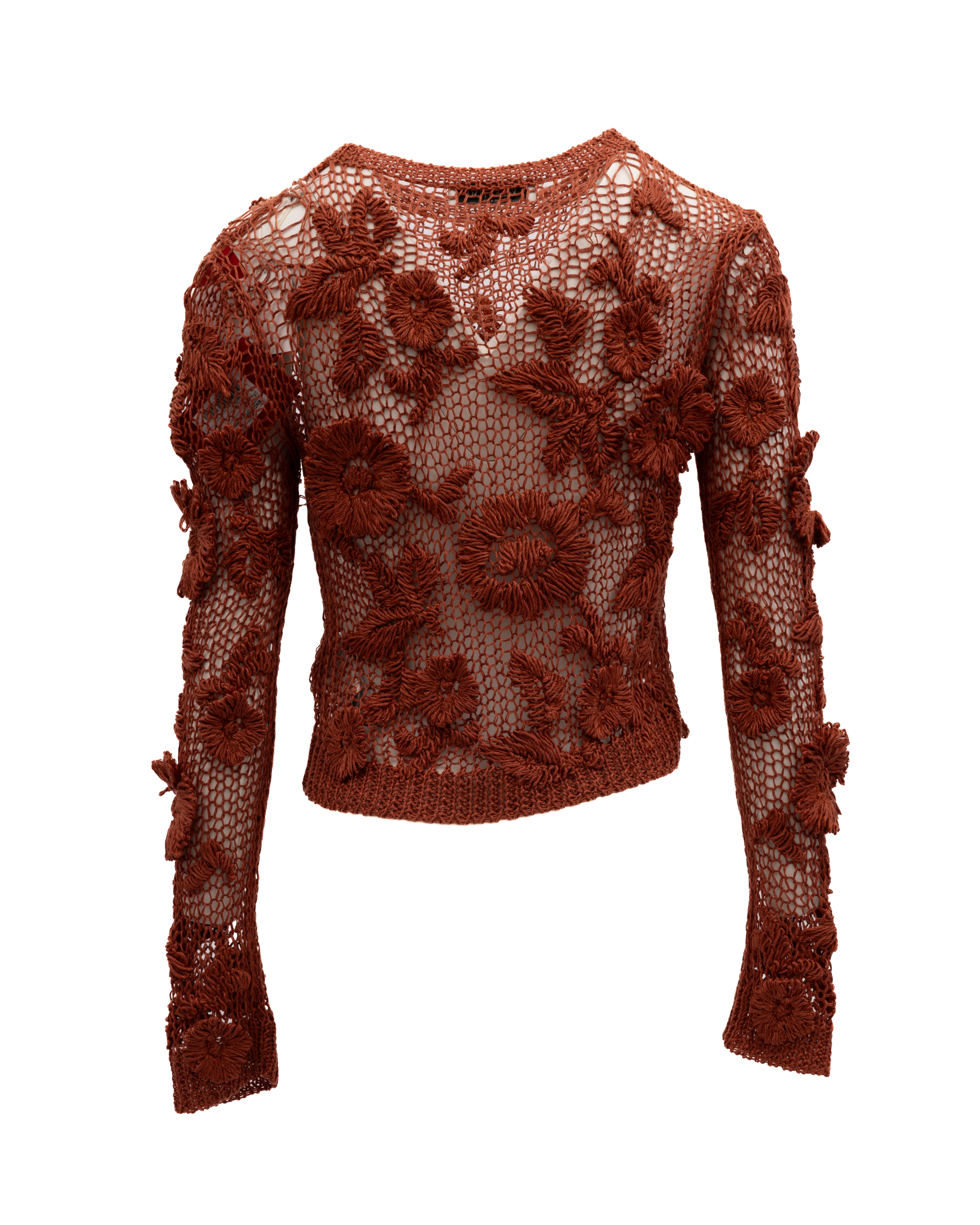 Rust Crochet Floral Women's Top - Valentino Garavani - Modalova