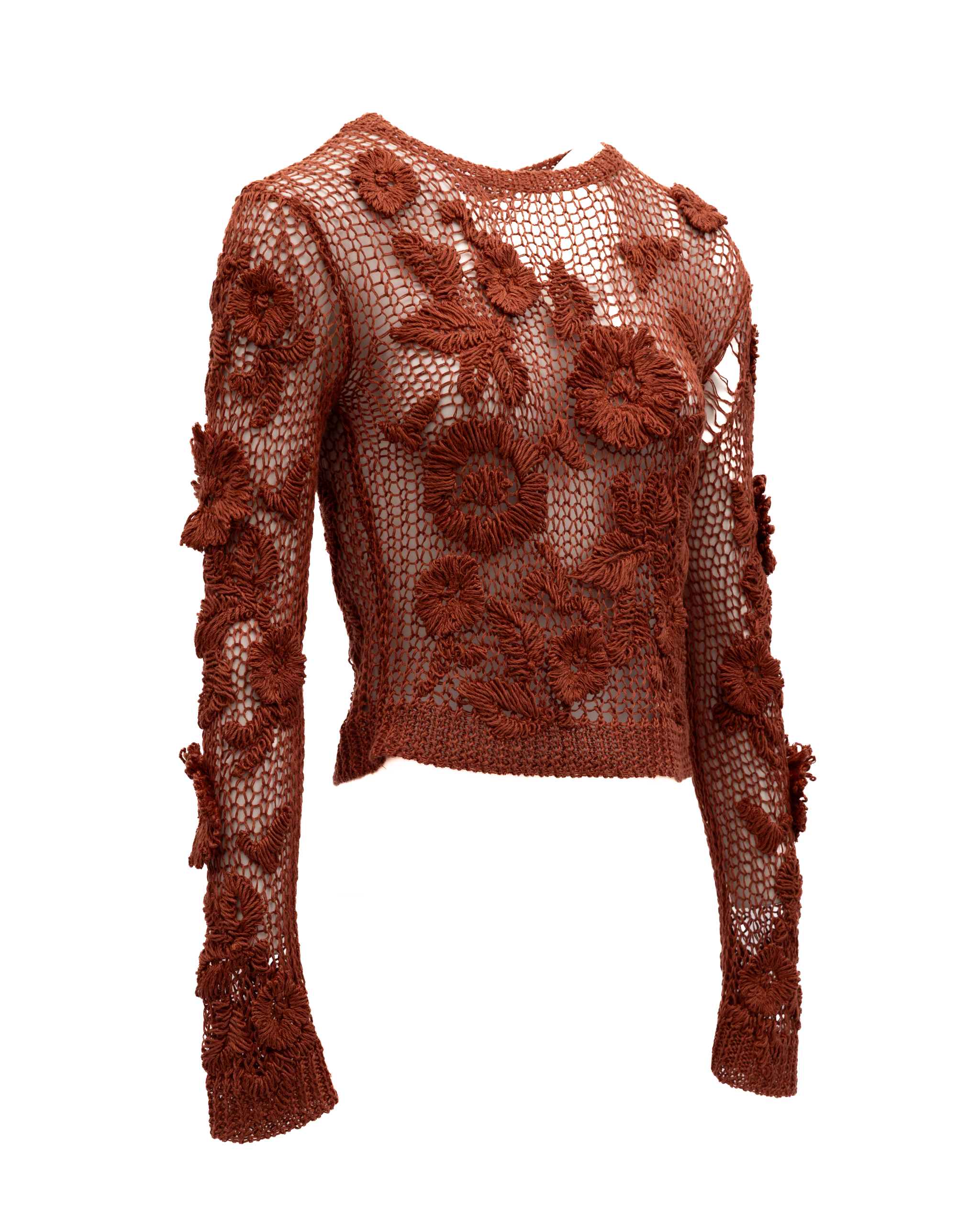 Rust Crochet Floral Women's Top - Valentino Garavani - Modalova