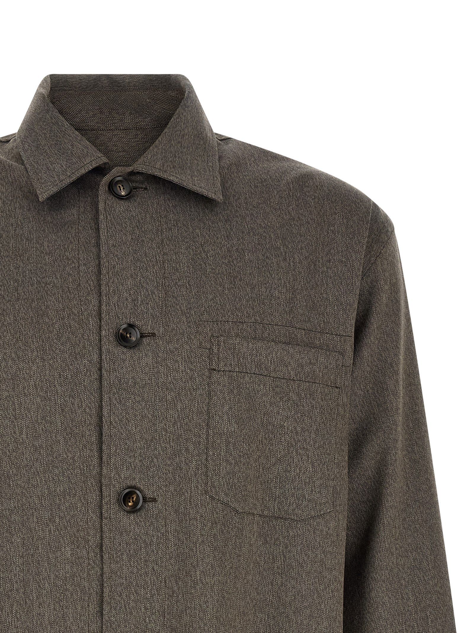 Brioni Brown Wool Men's Blouse - Brioni - Modalova