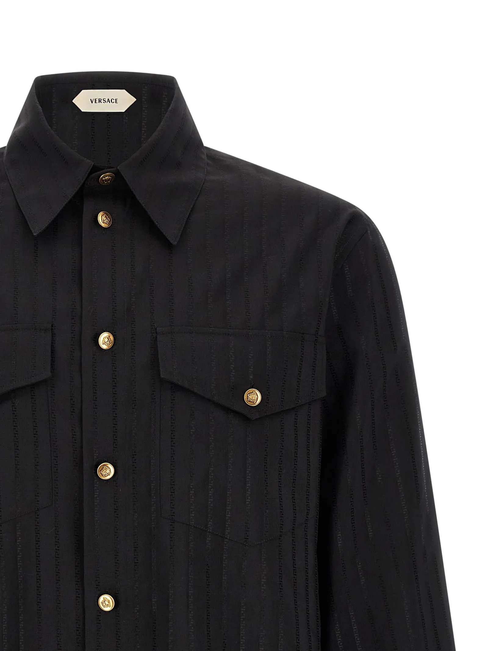 Versace Black Cotton Men's Blouse - Versace - Modalova