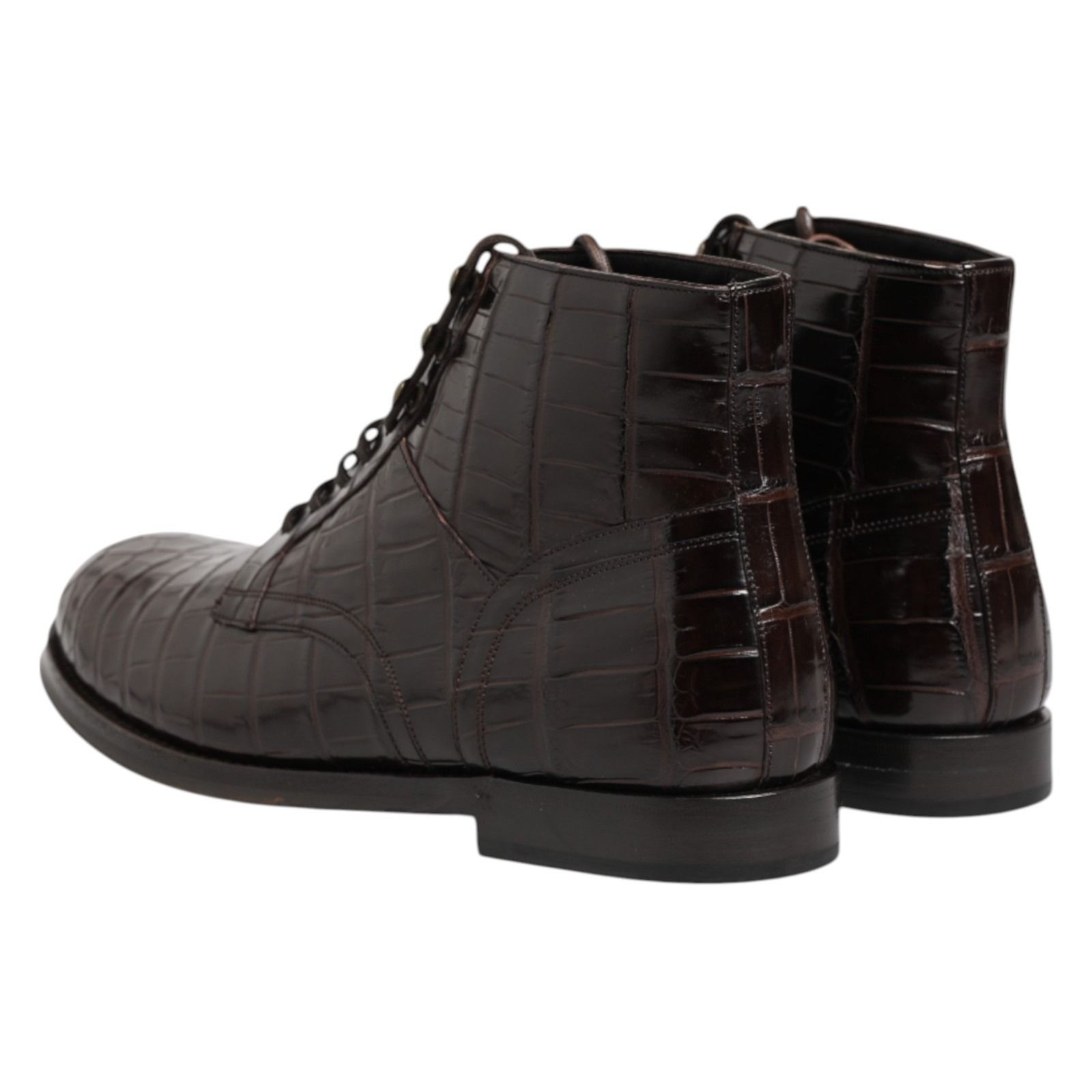 Dark Leather Lace Up Short Boots Men's Shoes - Dolce & Gabbana - Modalova