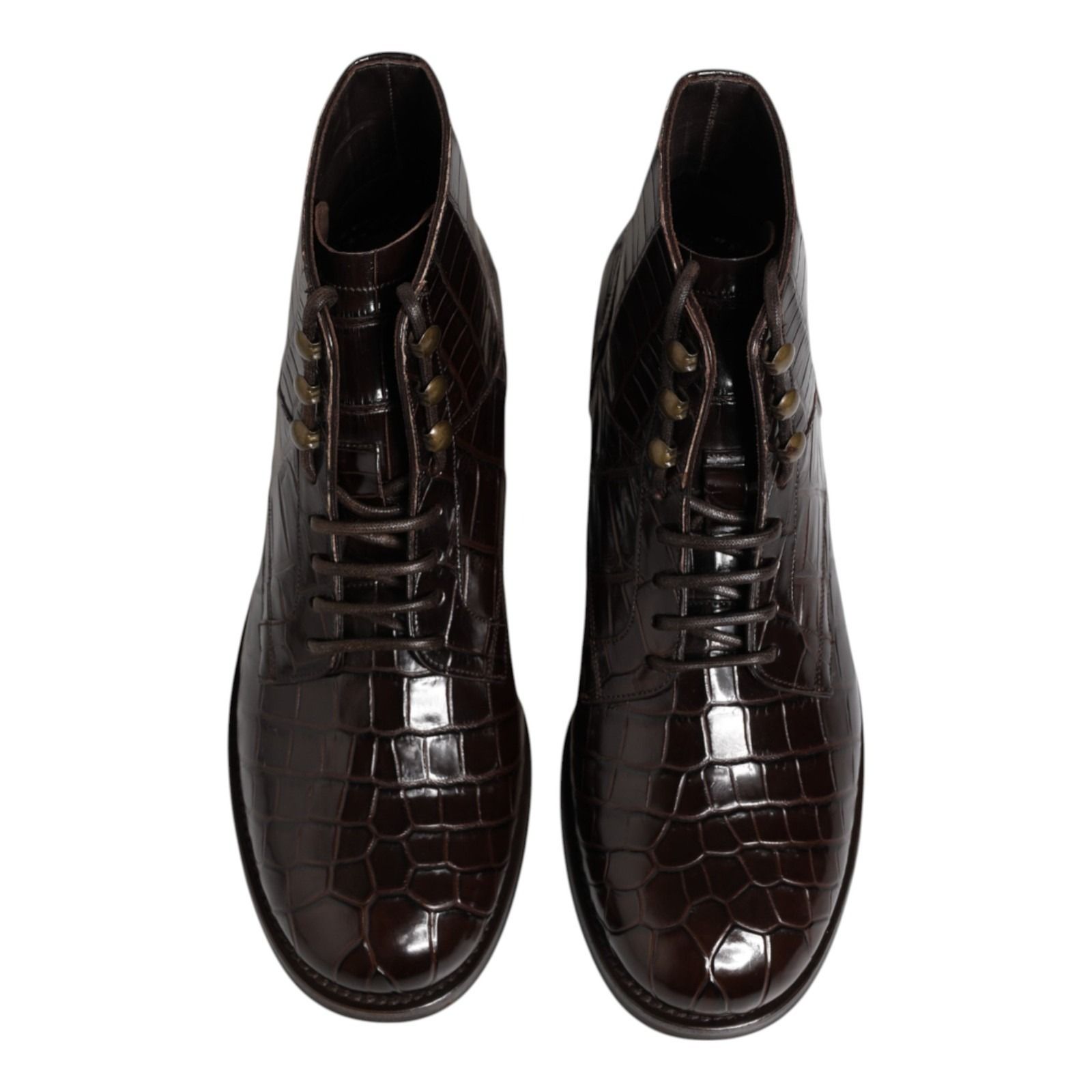 Dark Leather Lace Up Short Boots Men's Shoes - Dolce & Gabbana - Modalova