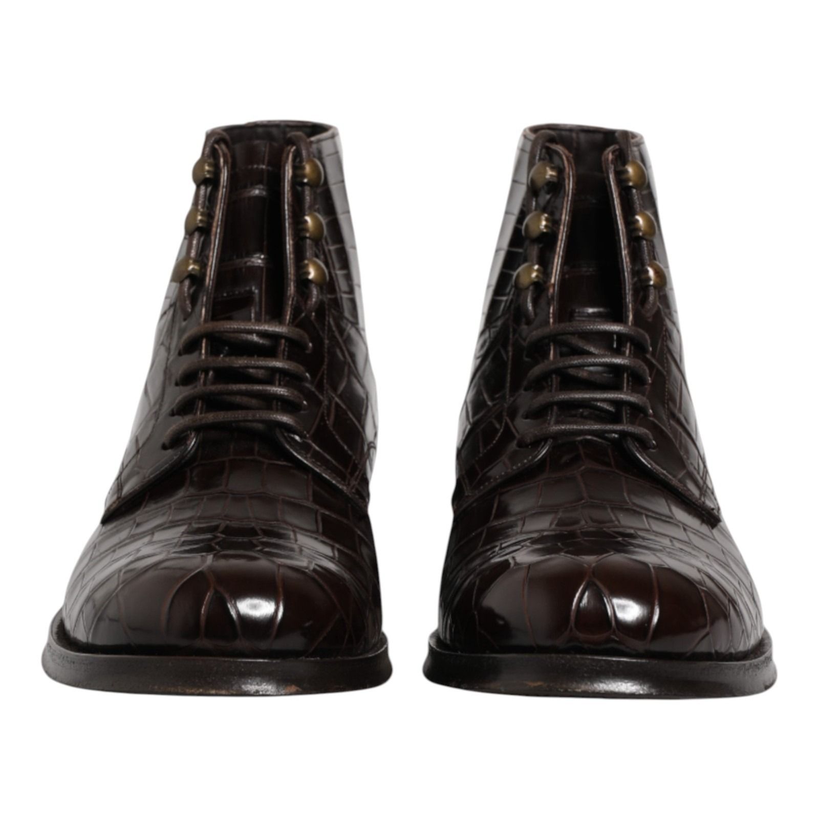 Dark Leather Lace Up Short Boots Men's Shoes - Dolce & Gabbana - Modalova