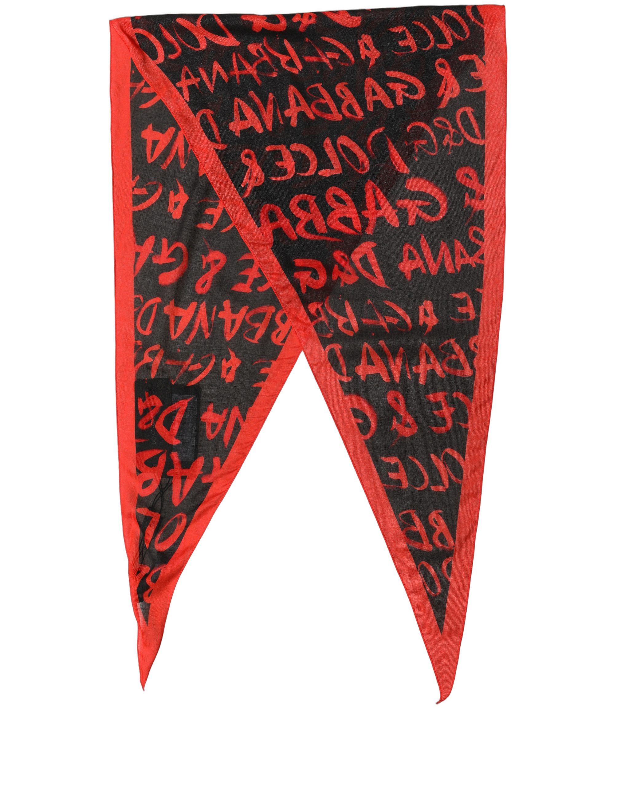 Men Red Black Graffiti Logo Lace Stole Men's Scarf - Dolce & Gabbana - Modalova