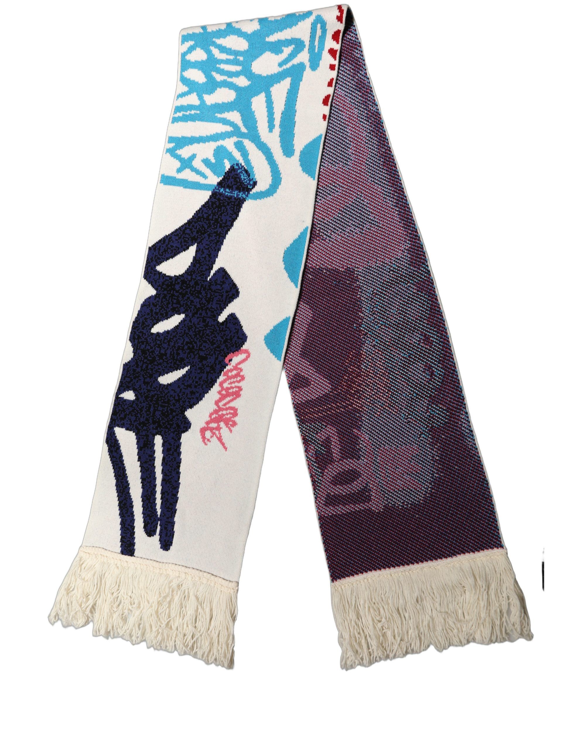 White Graphic Cashmere Fringed Shawl Men's Scarf - Dolce & Gabbana - Modalova