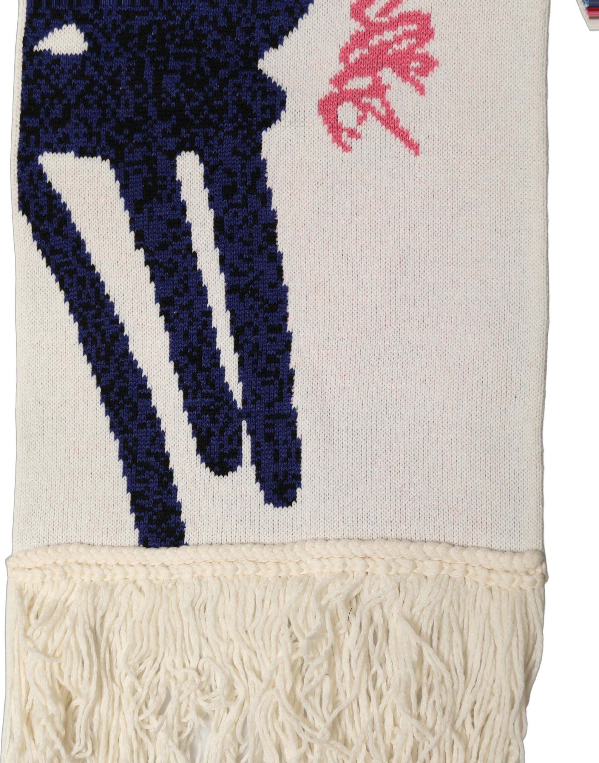 White Graphic Cashmere Fringed Shawl Men's Scarf - Dolce & Gabbana - Modalova