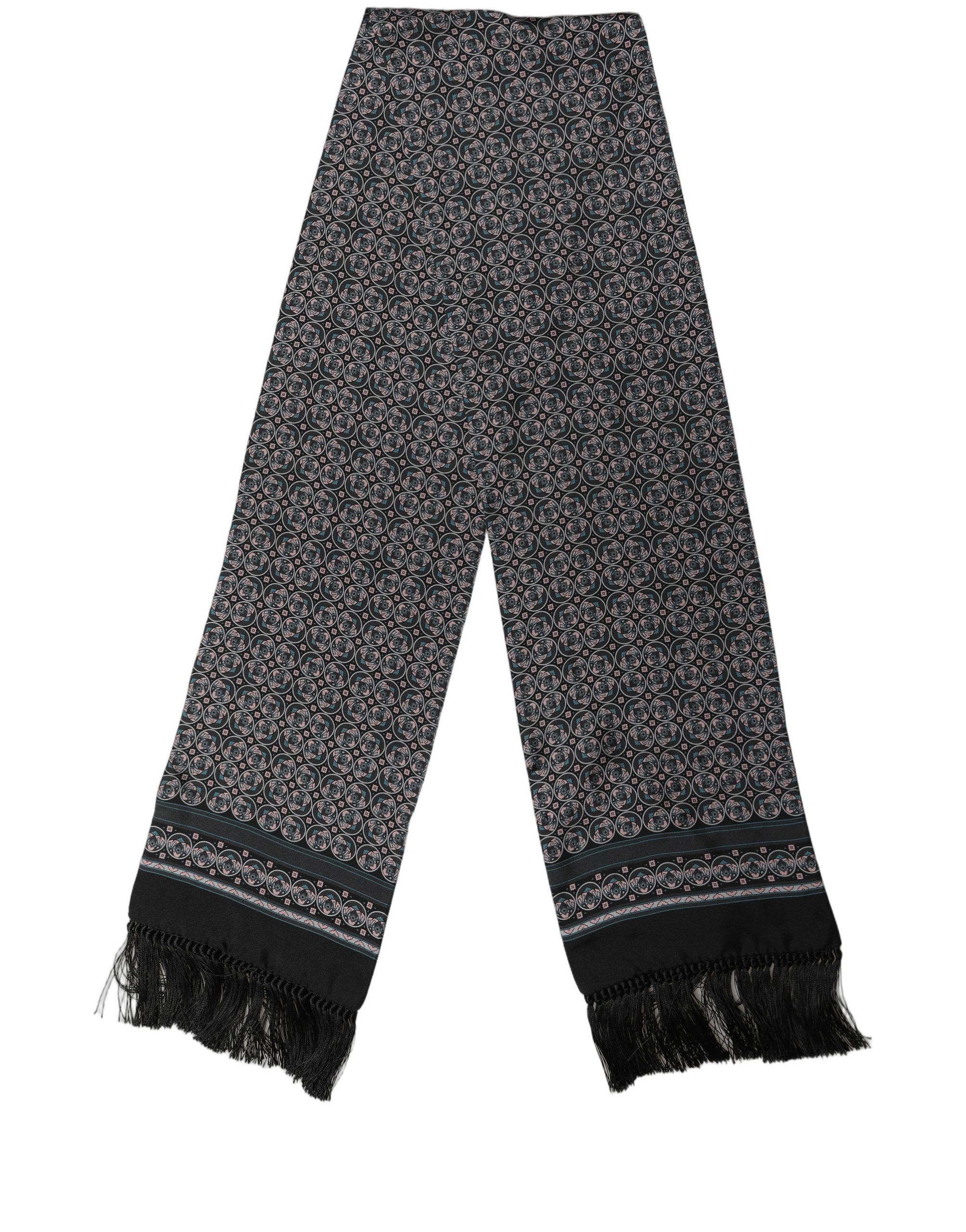 Silk Geometric Fringed Neck Shawl Men's Scarf - Dolce & Gabbana - Modalova