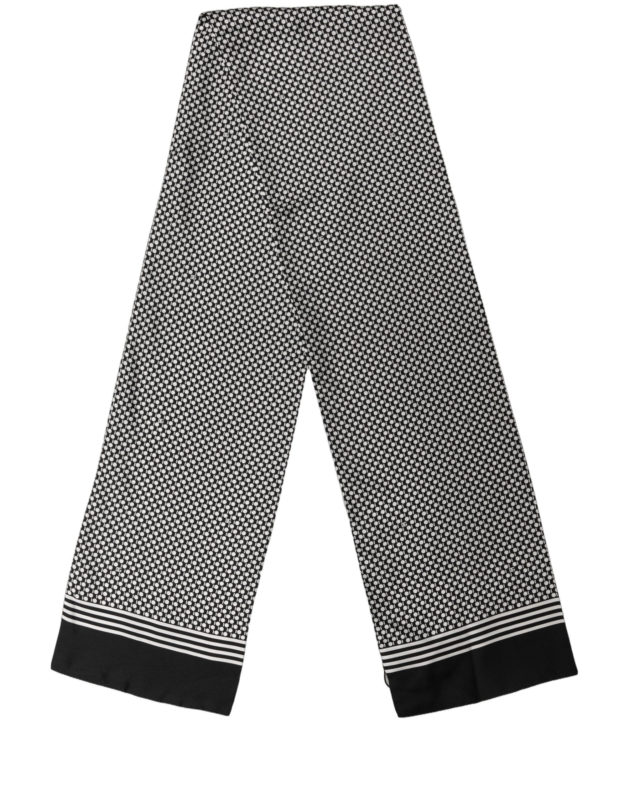 Black White Geometric Silk Neck Shawl Men's Scarf - Dolce & Gabbana - Modalova