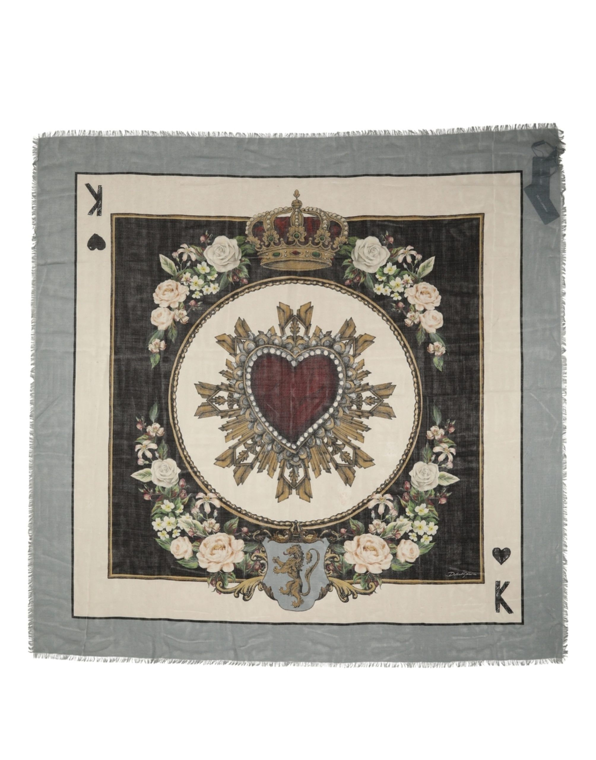 Men King of Hearts Square Foulard Men's Scarf - Dolce & Gabbana - Modalova