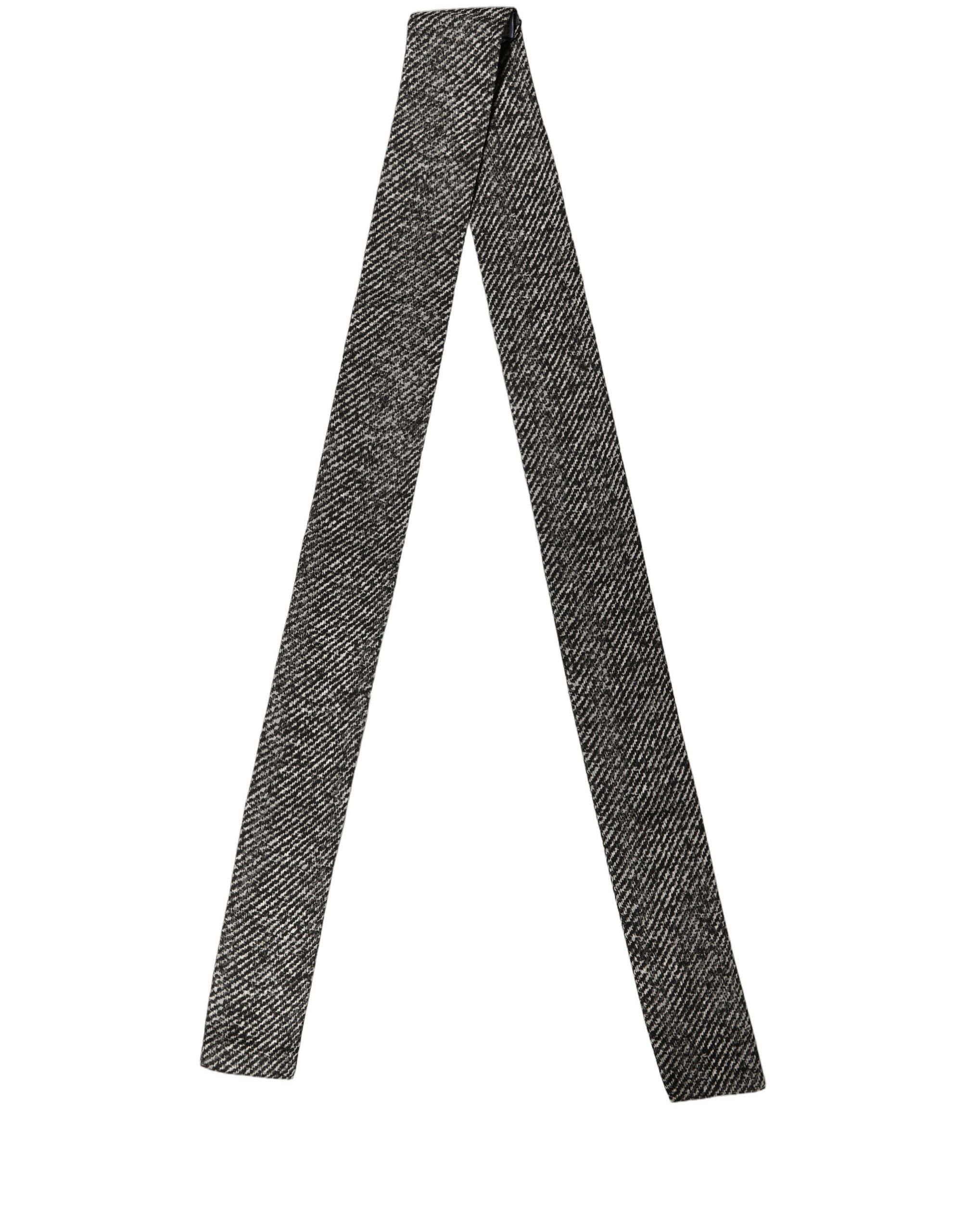 Black White Herringbone Tweed Shawl Men's Scarf - Dolce & Gabbana - Modalova