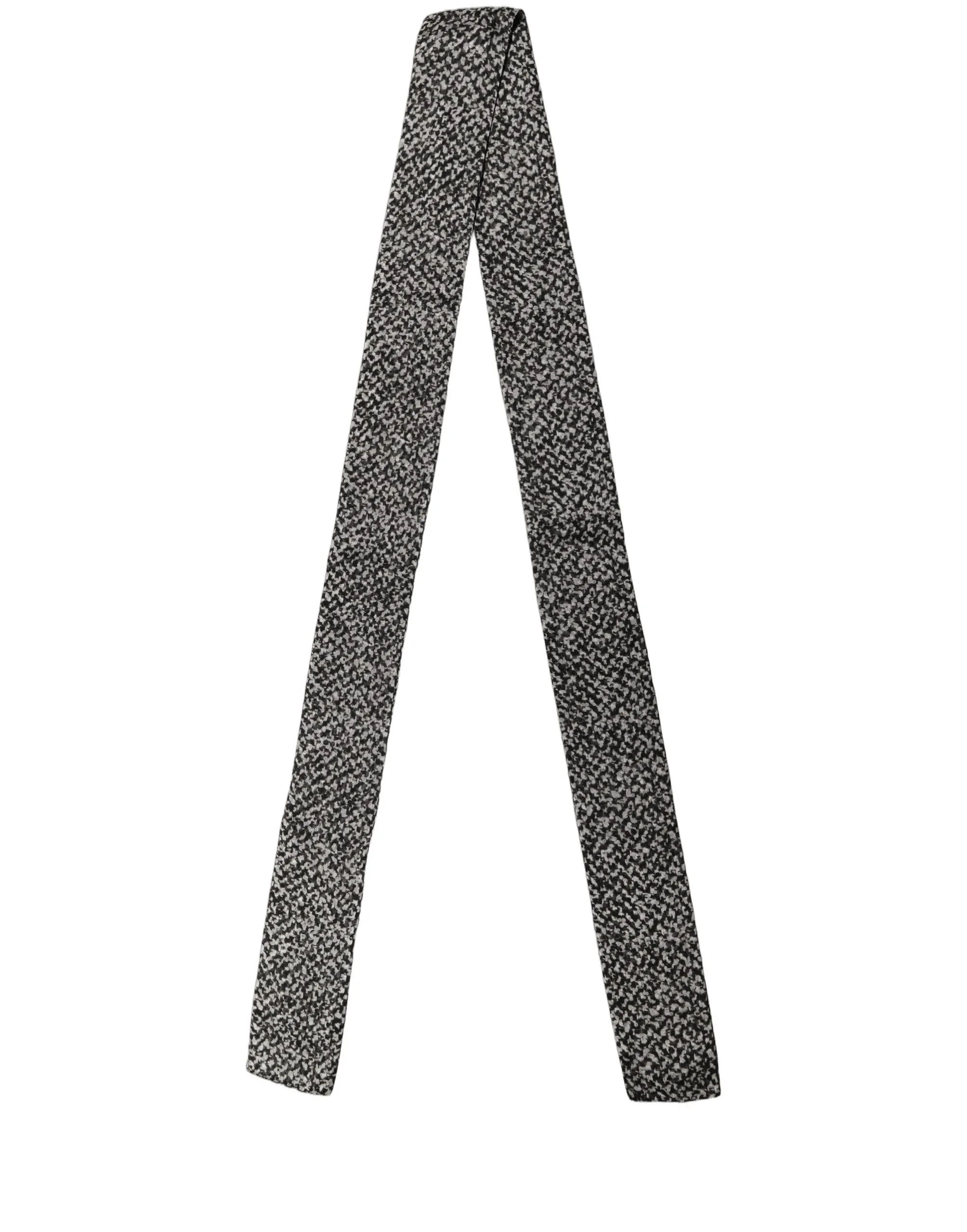 Black White Herringbone Tweed Shawl Men's Scarf - Dolce & Gabbana - Modalova