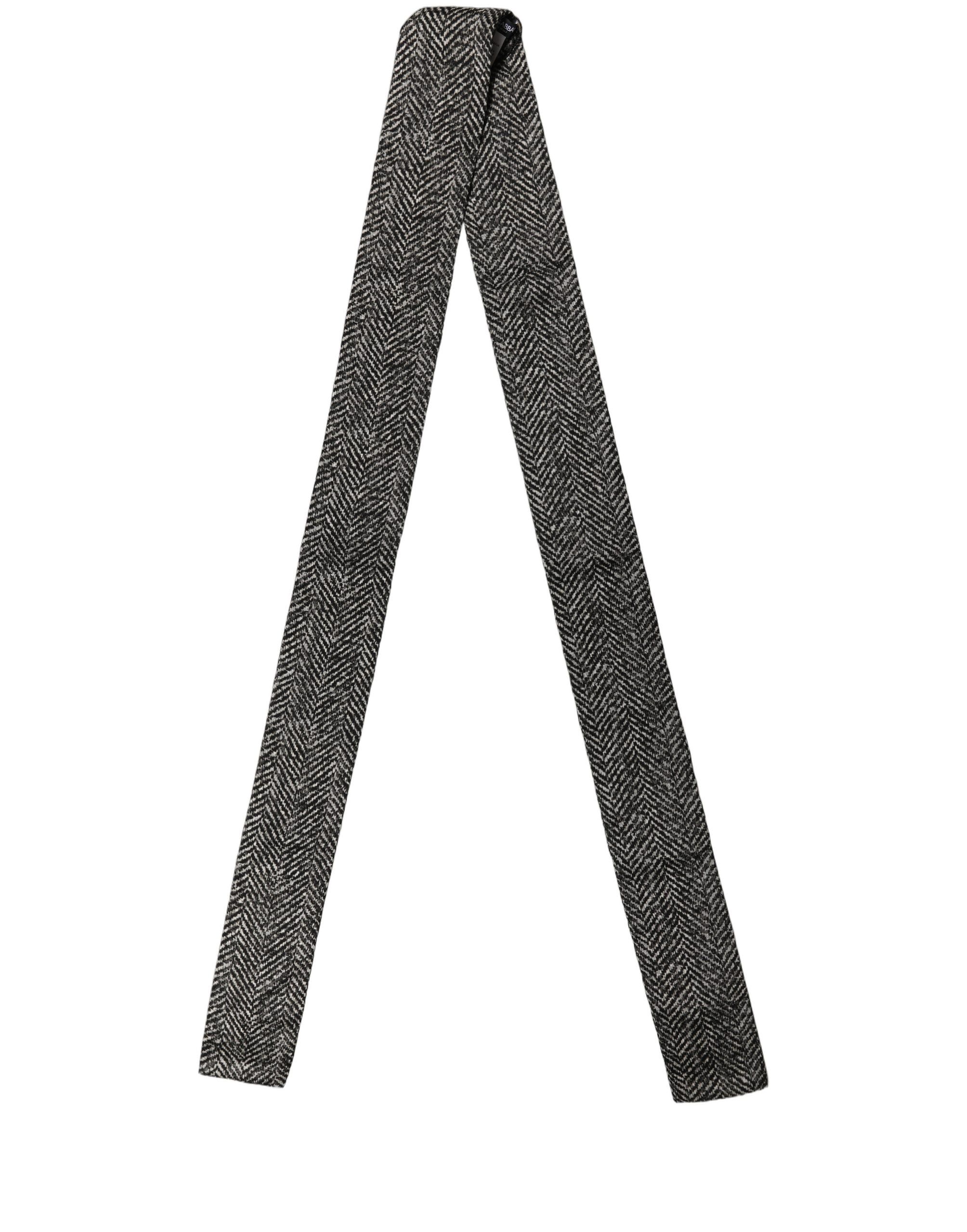 Black White Herringbone Tweed Shawl Men's Scarf - Dolce & Gabbana - Modalova
