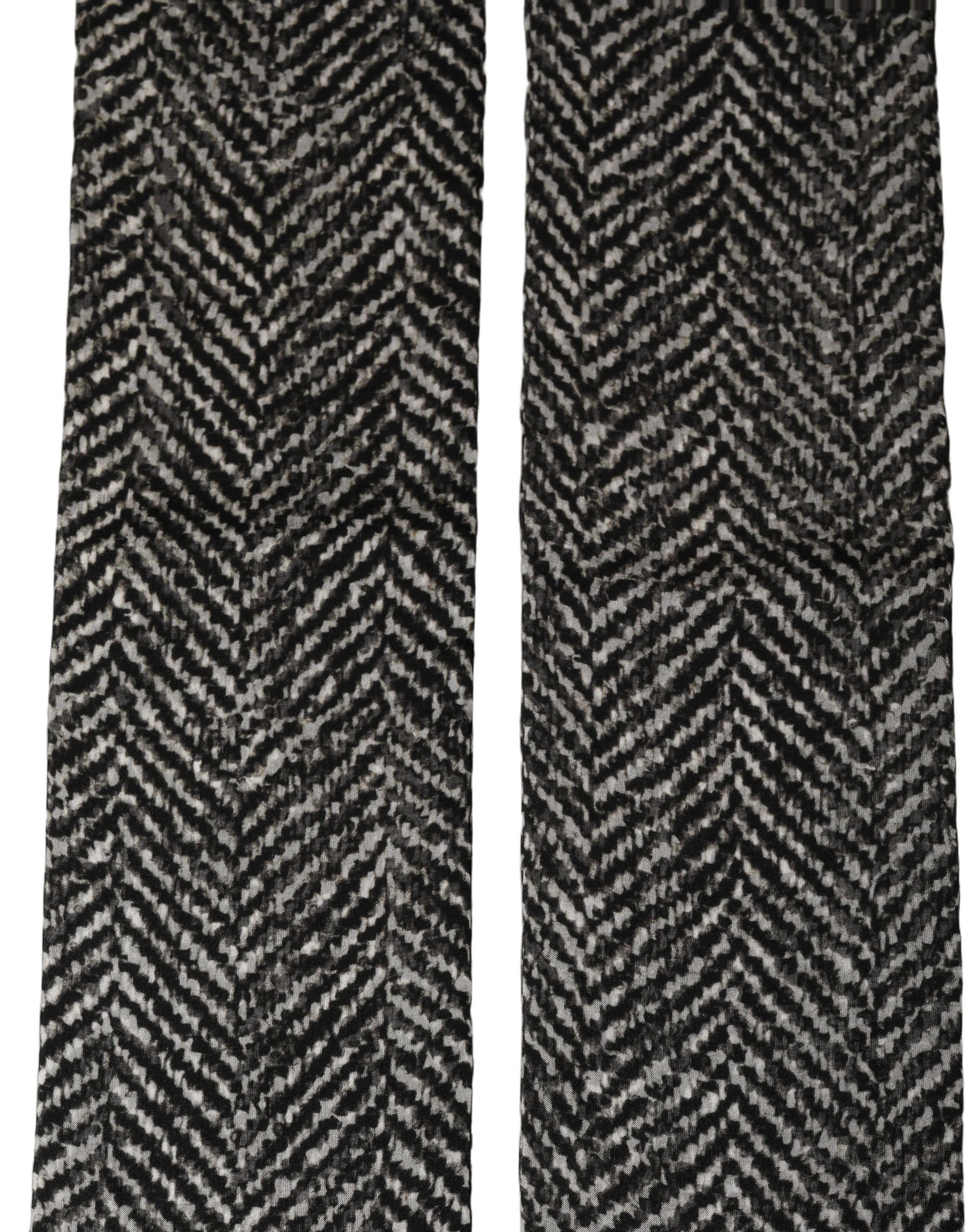 Black White Herringbone Tweed Shawl Men's Scarf - Dolce & Gabbana - Modalova