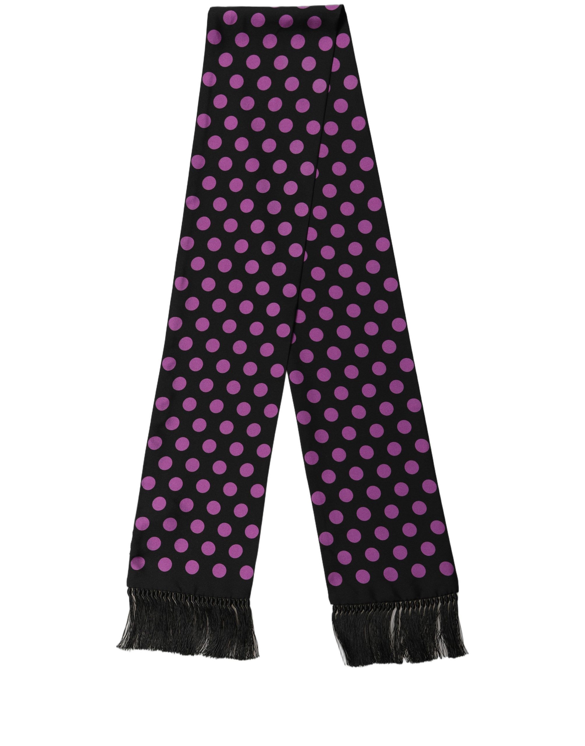 Men Black Purple Polka Dot Fringed Lace Stole Men's Scarf - Dolce & Gabbana - Modalova