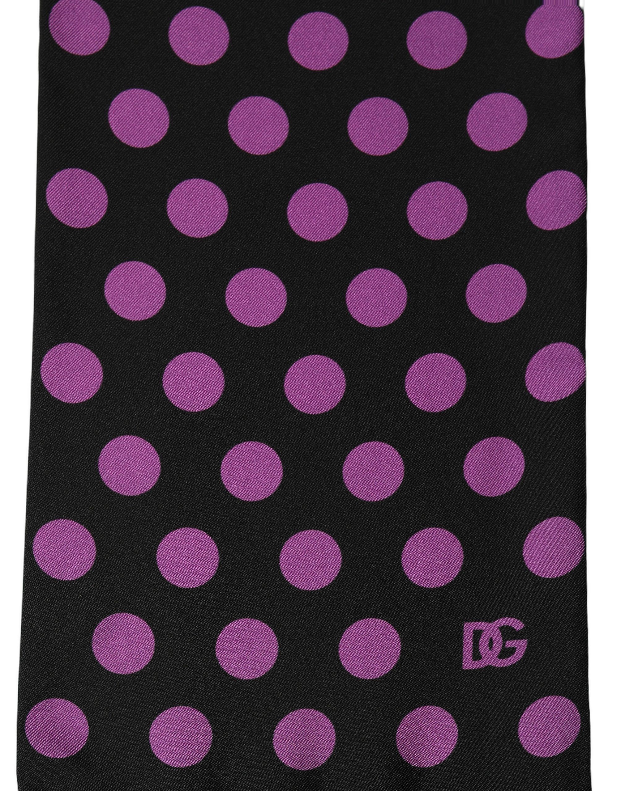 Men Black Purple Polka Dot Fringed Lace Stole Men's Scarf - Dolce & Gabbana - Modalova