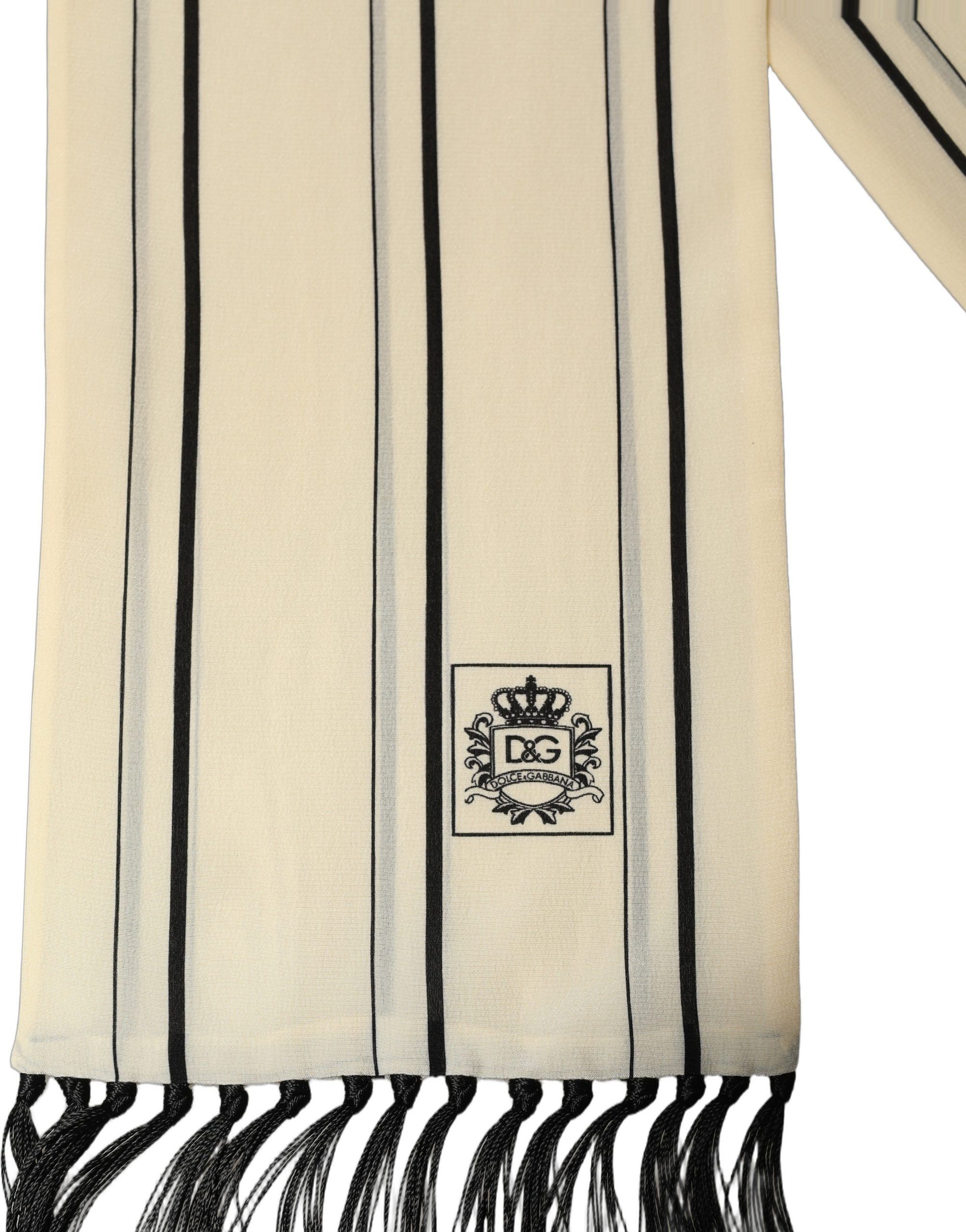 Silk Striped Fringed Neck Shawl Men's Scarf - Dolce & Gabbana - Modalova