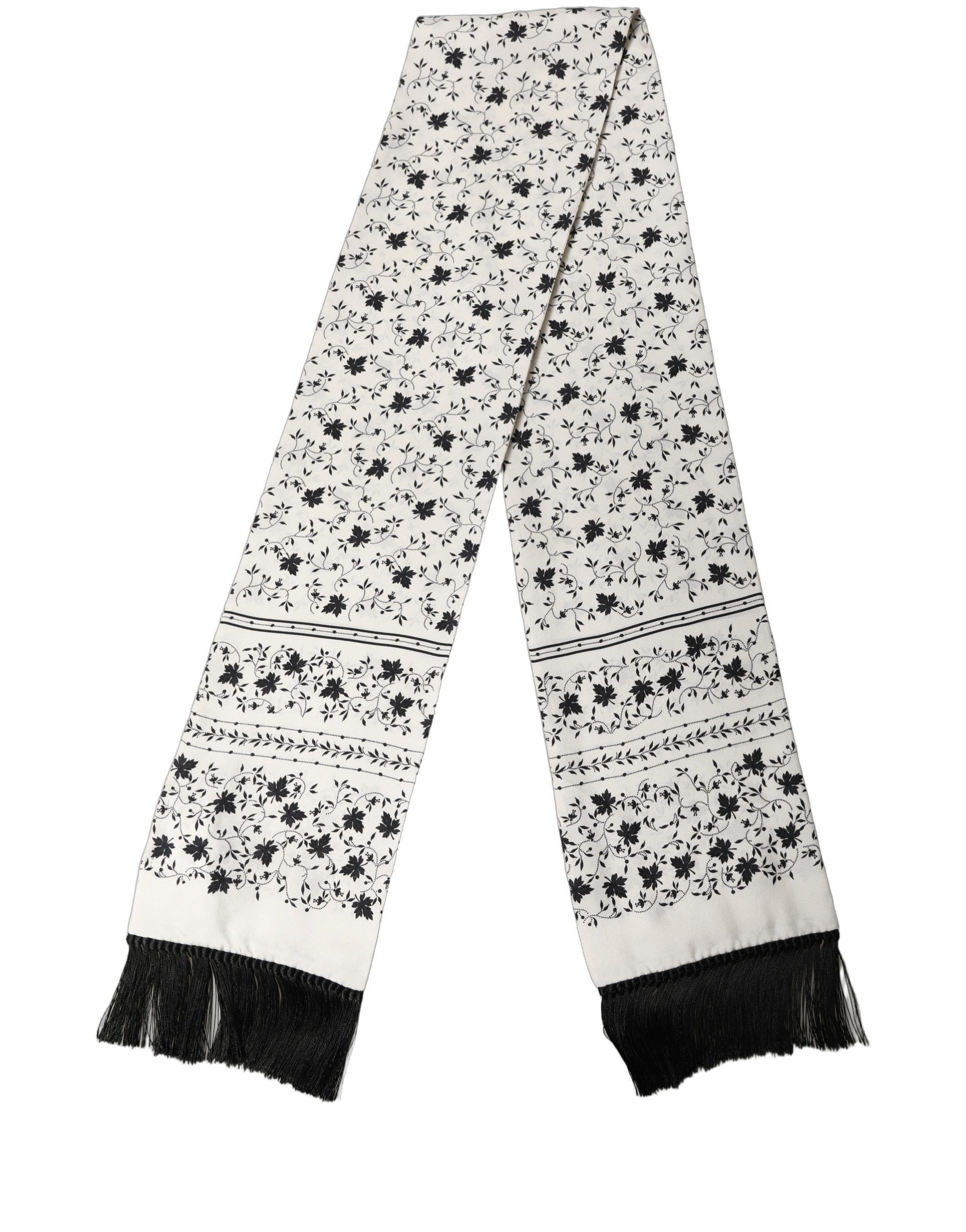 White Floral Silk Fringed Neck Shawl Men's Scarf - Dolce & Gabbana - Modalova