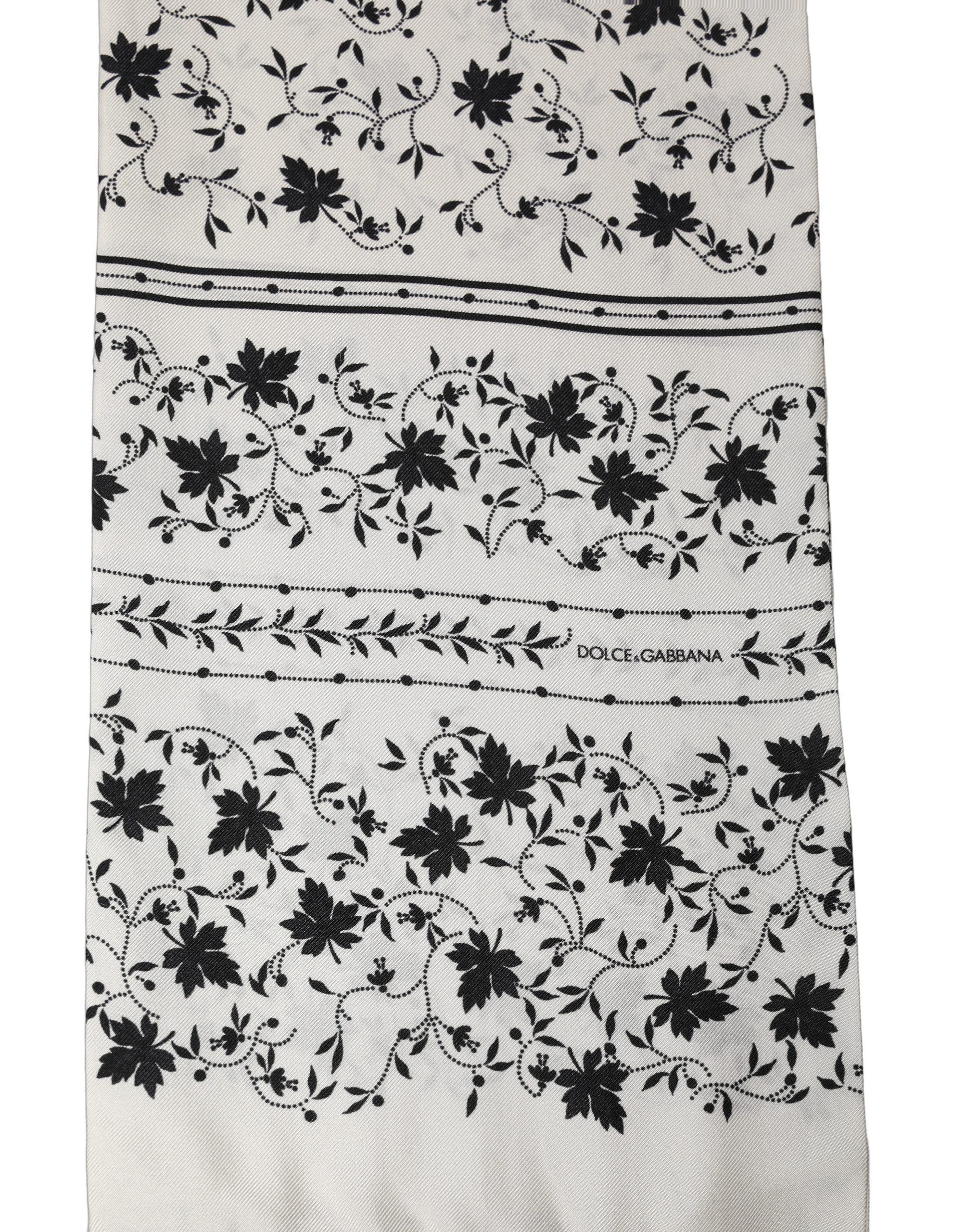 White Floral Silk Fringed Neck Shawl Men's Scarf - Dolce & Gabbana - Modalova