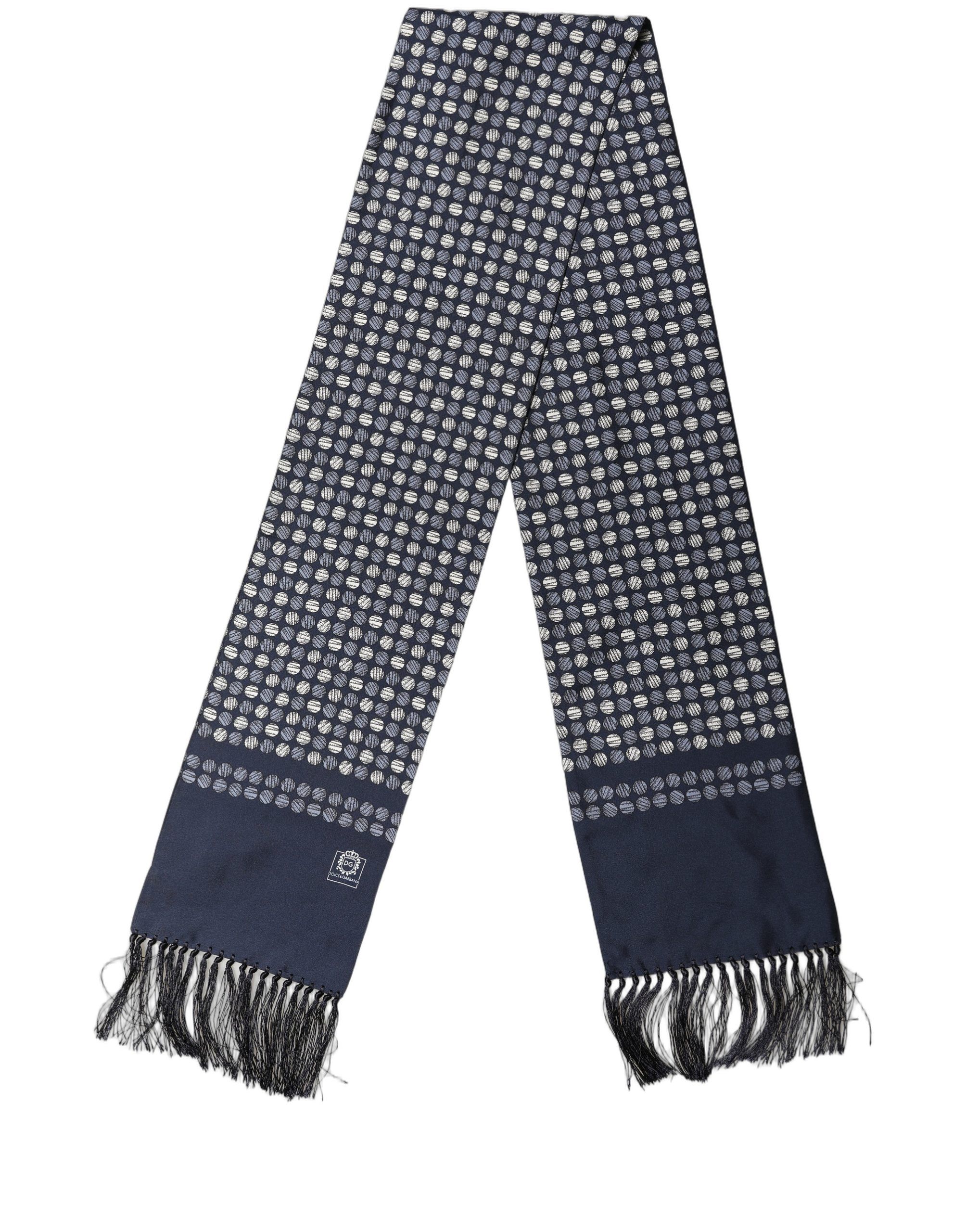 Men Geometric Dot Silk Fringed Neck Shawl Men's Scarf - Dolce & Gabbana - Modalova