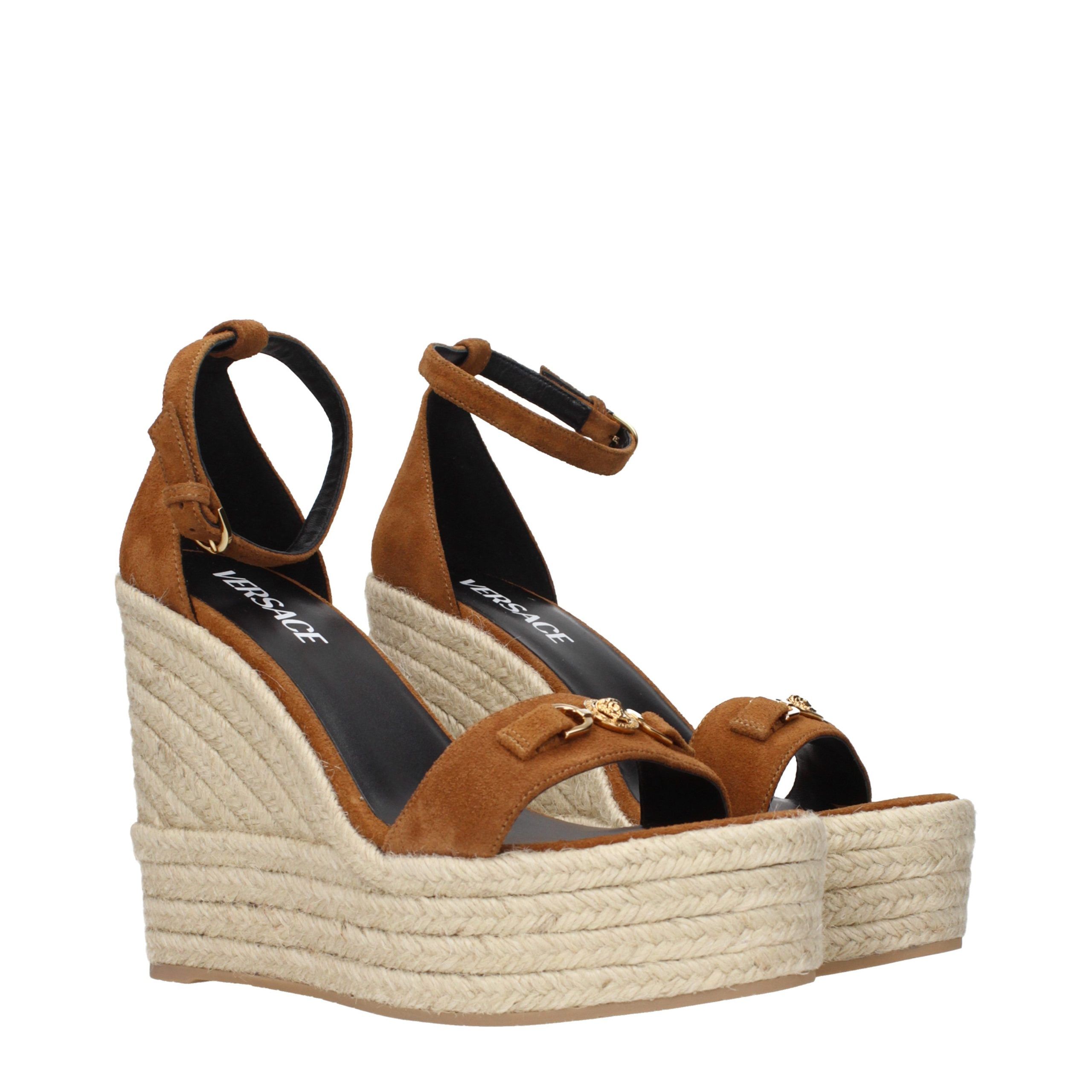 Leather Wedge Women's Sandals - Versace - Modalova