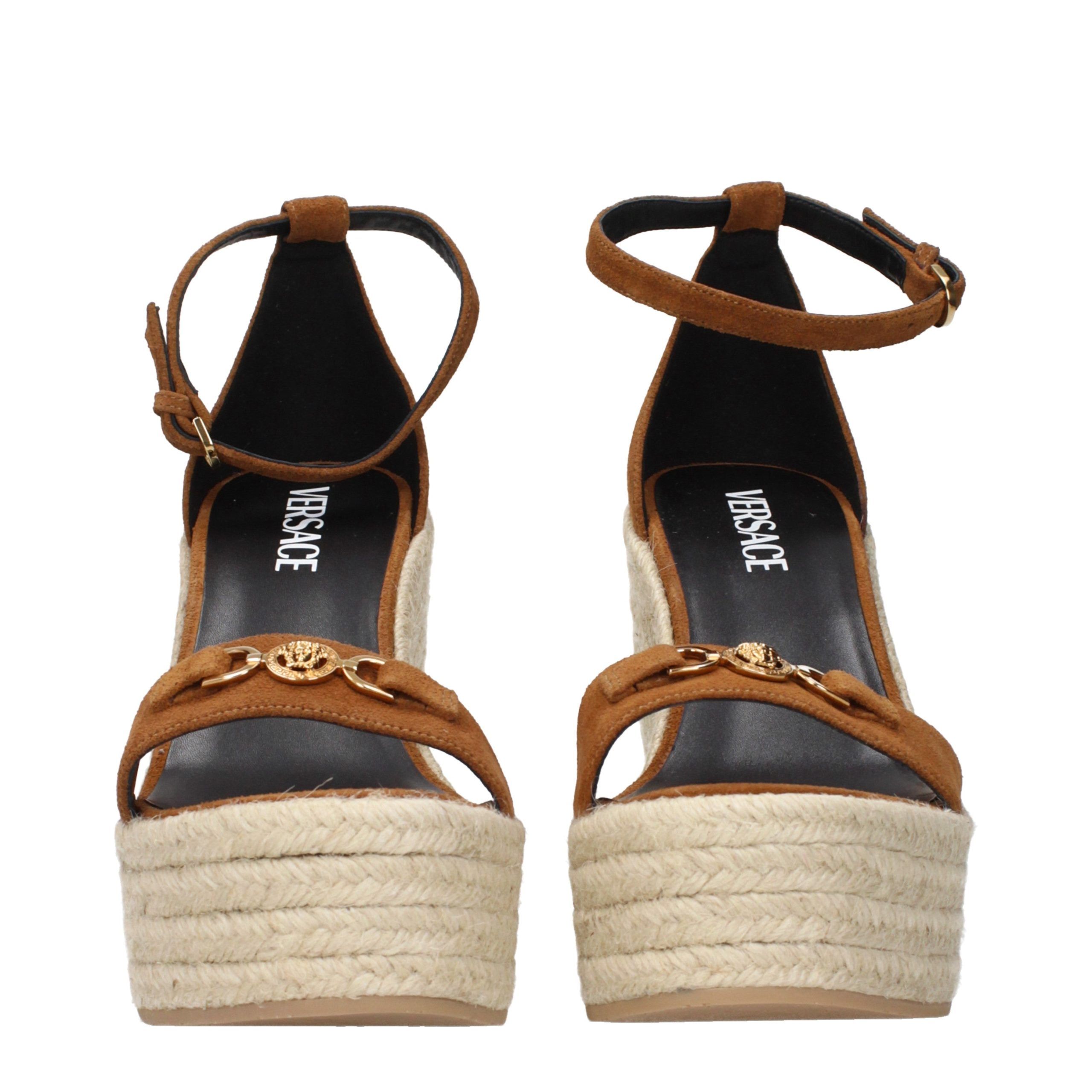 Leather Wedge Women's Sandals - Versace - Modalova