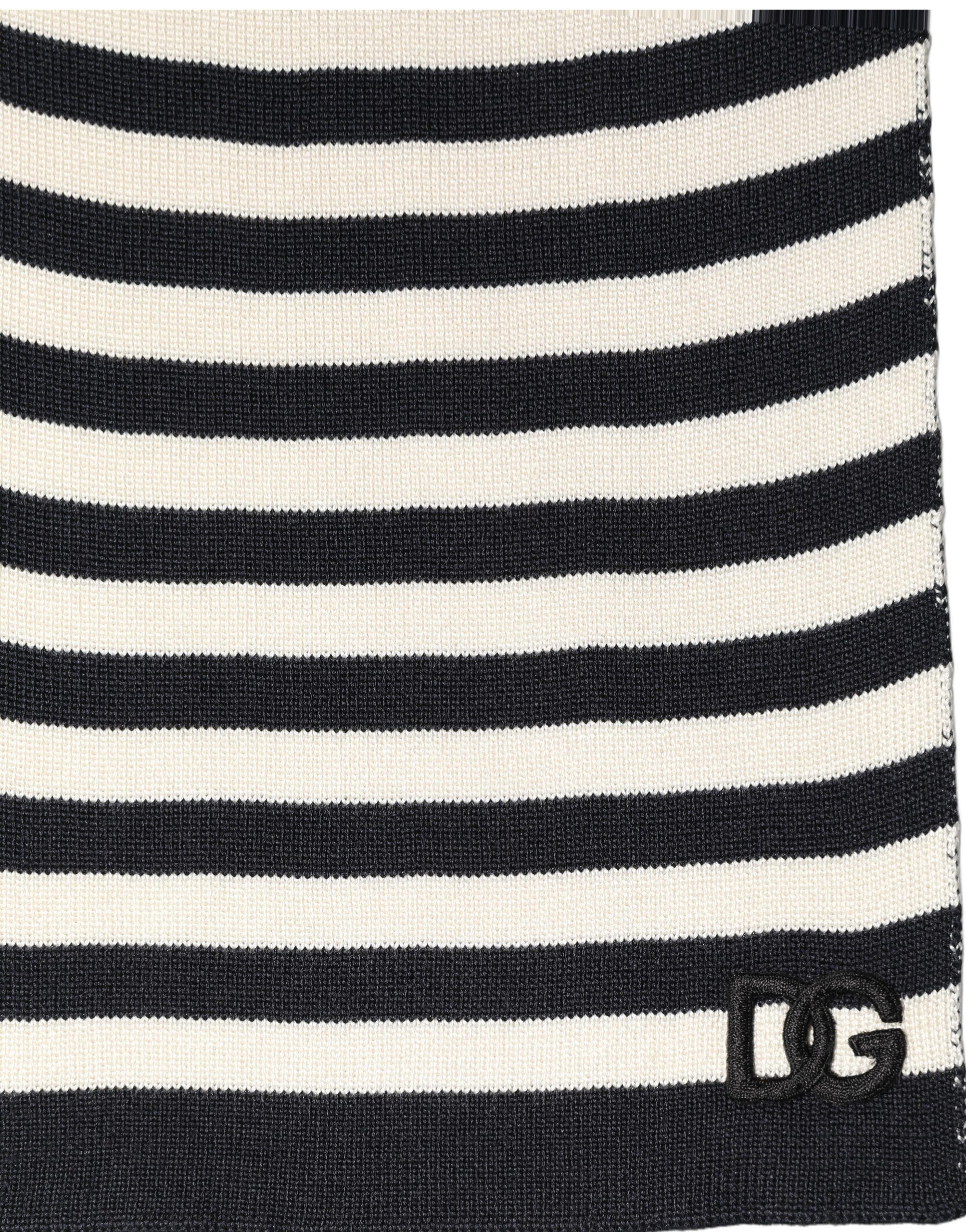 Black White Stripes Silk Knitted Shawl Men's Scarf - Dolce & Gabbana - Modalova
