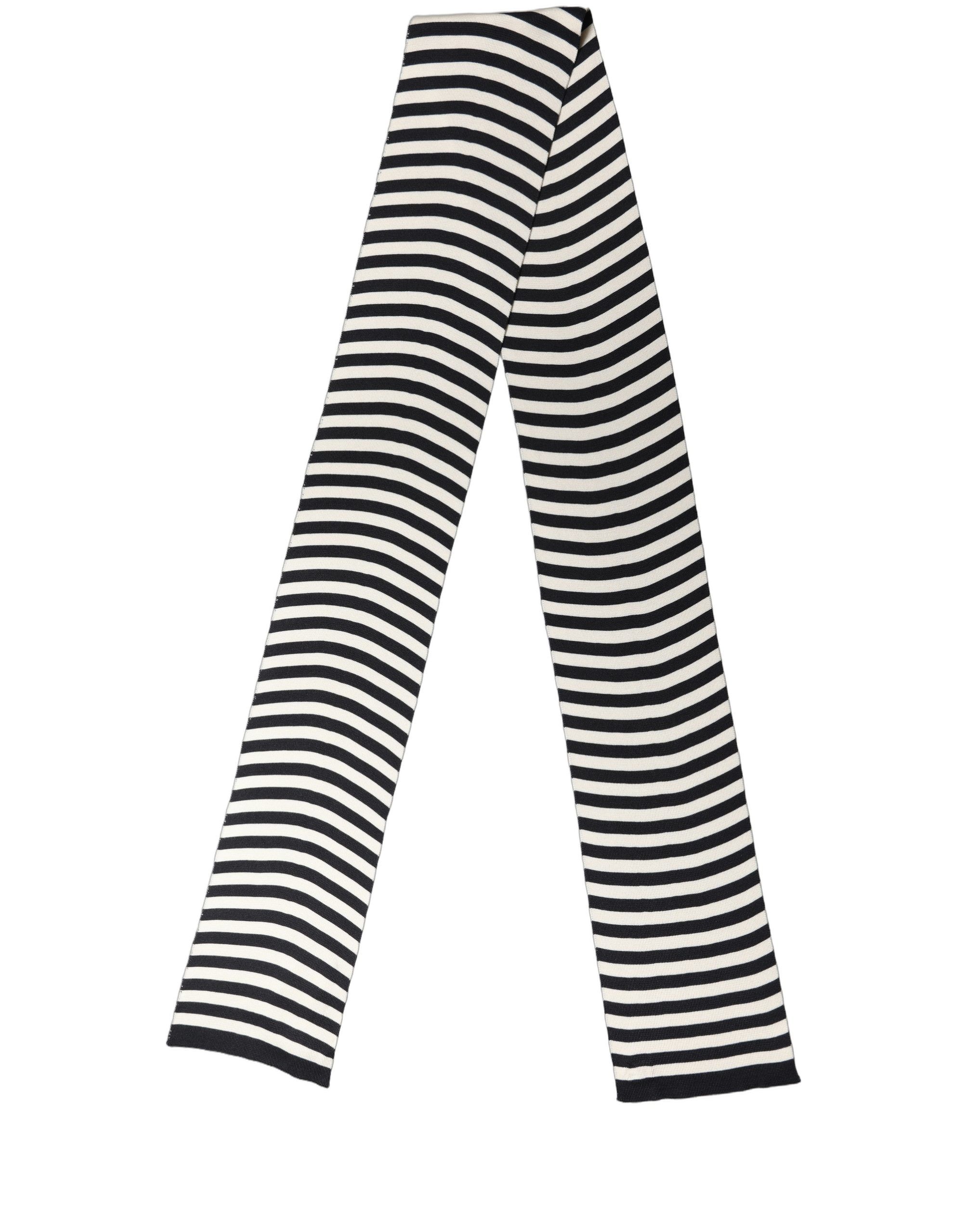 Black White Stripes Silk Knitted Shawl Men's Scarf - Dolce & Gabbana - Modalova