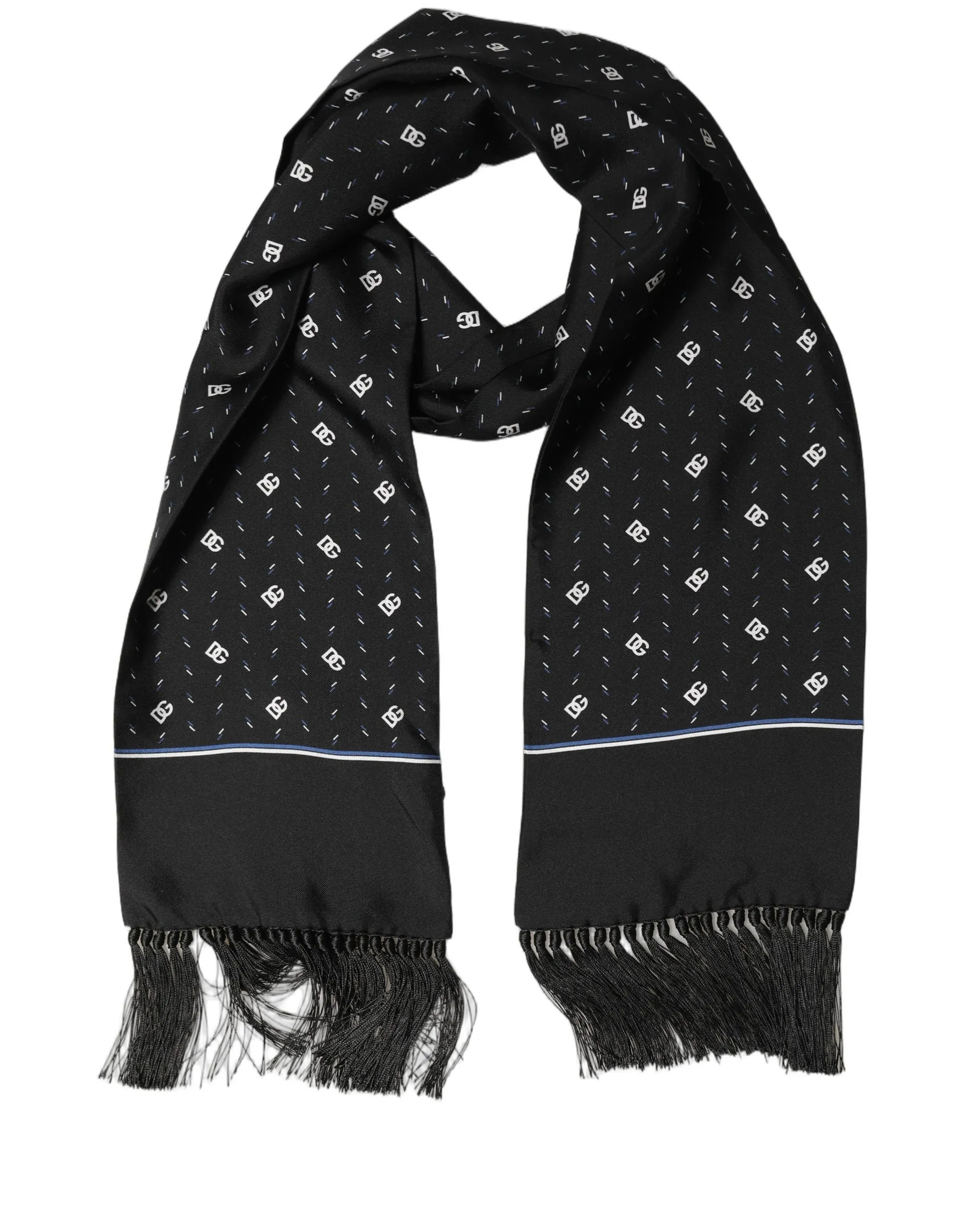 Silk DG Logo Men Fringed Shawl Men's Scarf - Dolce & Gabbana - Modalova