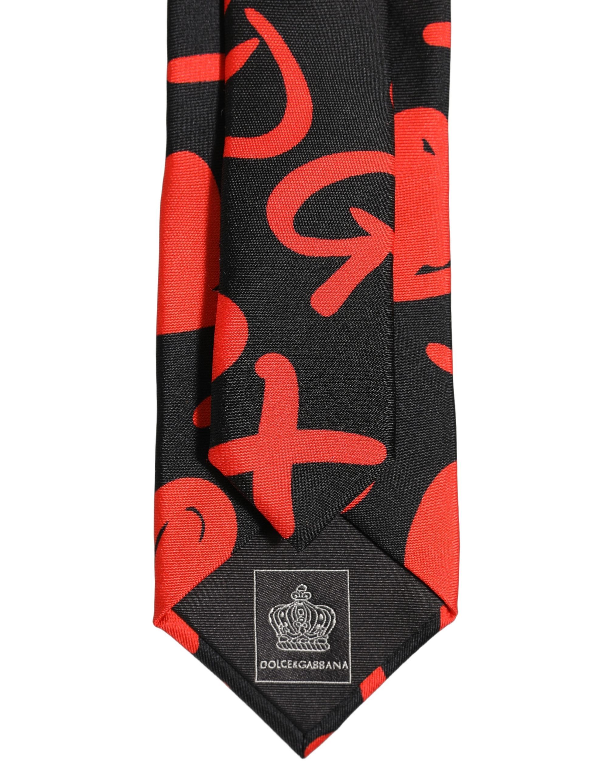 Black Silk Red Graphic Hearts Adjustable Men'sd NeckMen's Men's Tie (Pre-Owned) - Dolce & Gabbana - Modalova