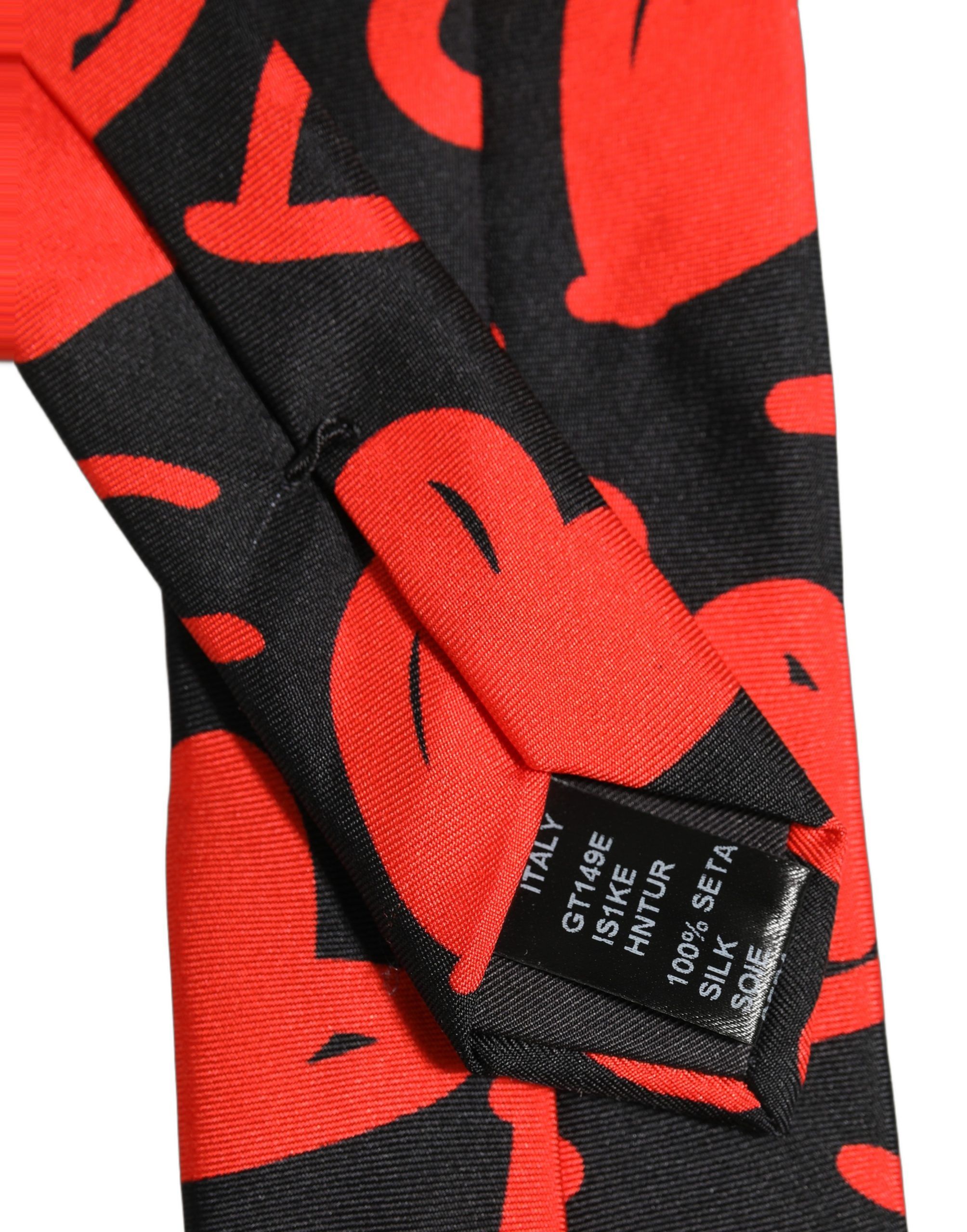 Black Silk Red Graphic Hearts Adjustable Men'sd NeckMen's Men's Tie (Pre-Owned) - Dolce & Gabbana - Modalova