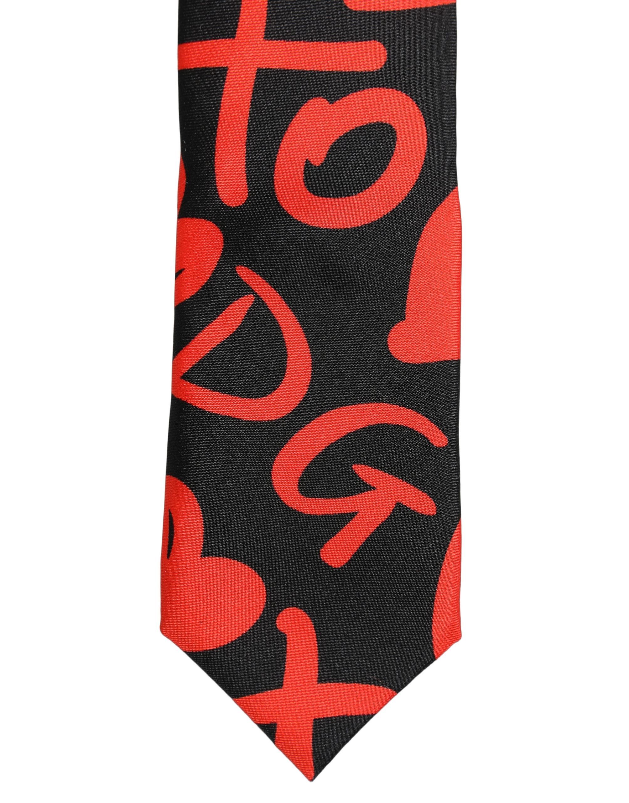 Black Silk Red Graphic Hearts Adjustable Men'sd NeckMen's Men's Tie (Pre-Owned) - Dolce & Gabbana - Modalova