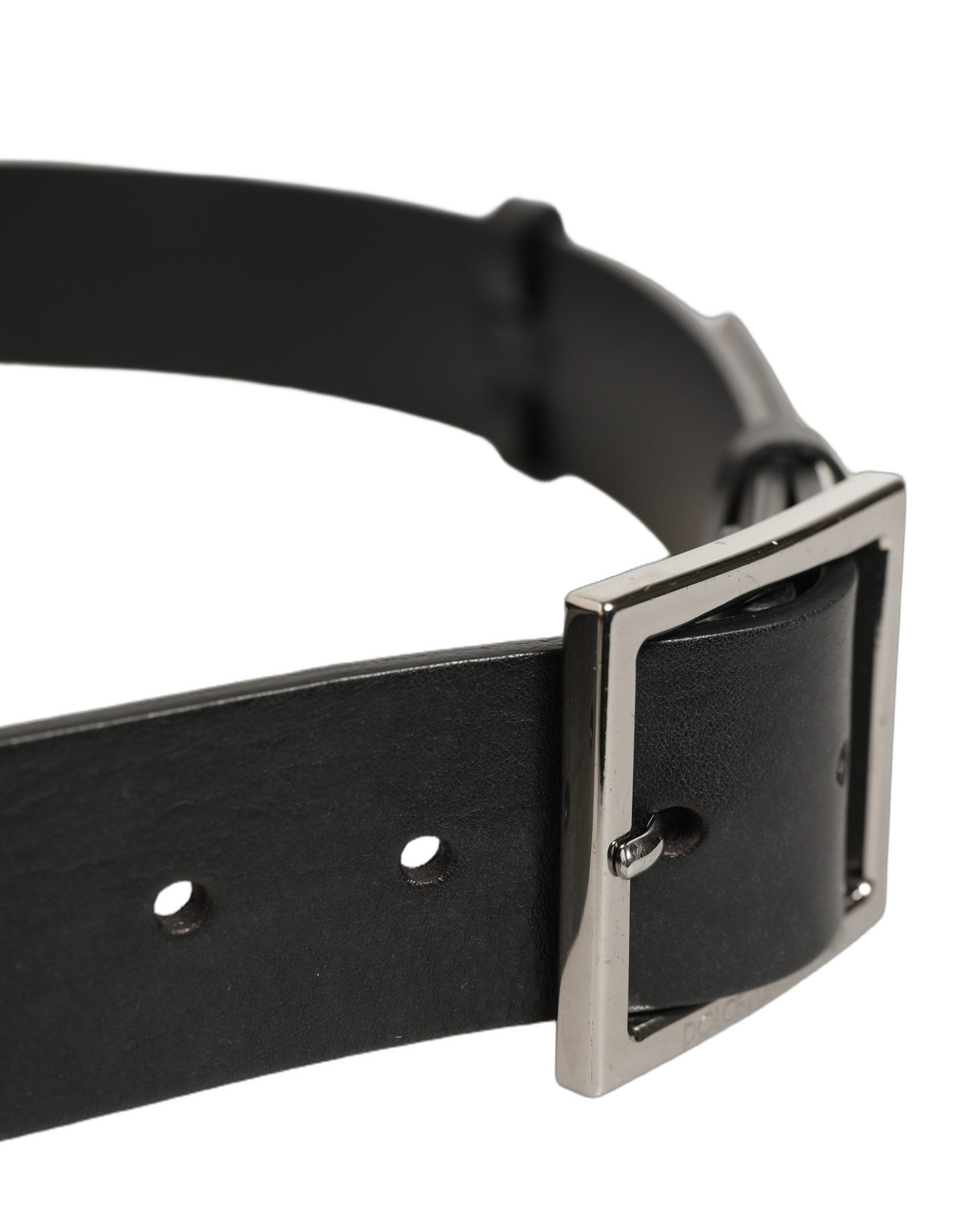 Leather Silver Tone Square Buckle Men's Belt (Pre-Owned) - Dolce & Gabbana - Modalova