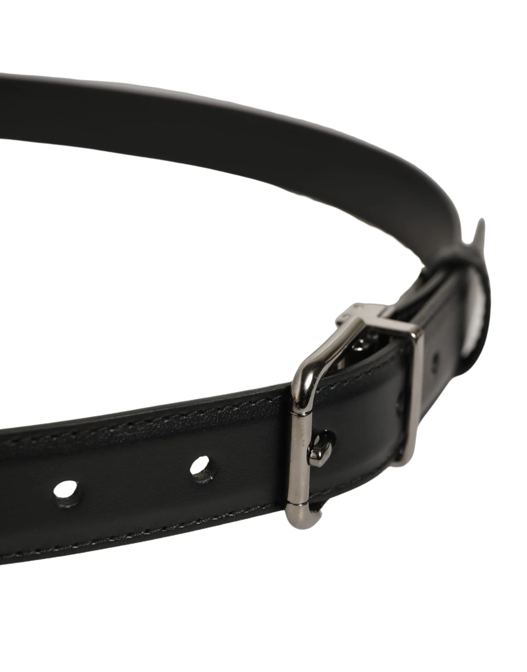 Leather Silver Tone Metal Buckle Men's Belt - Dolce & Gabbana - Modalova