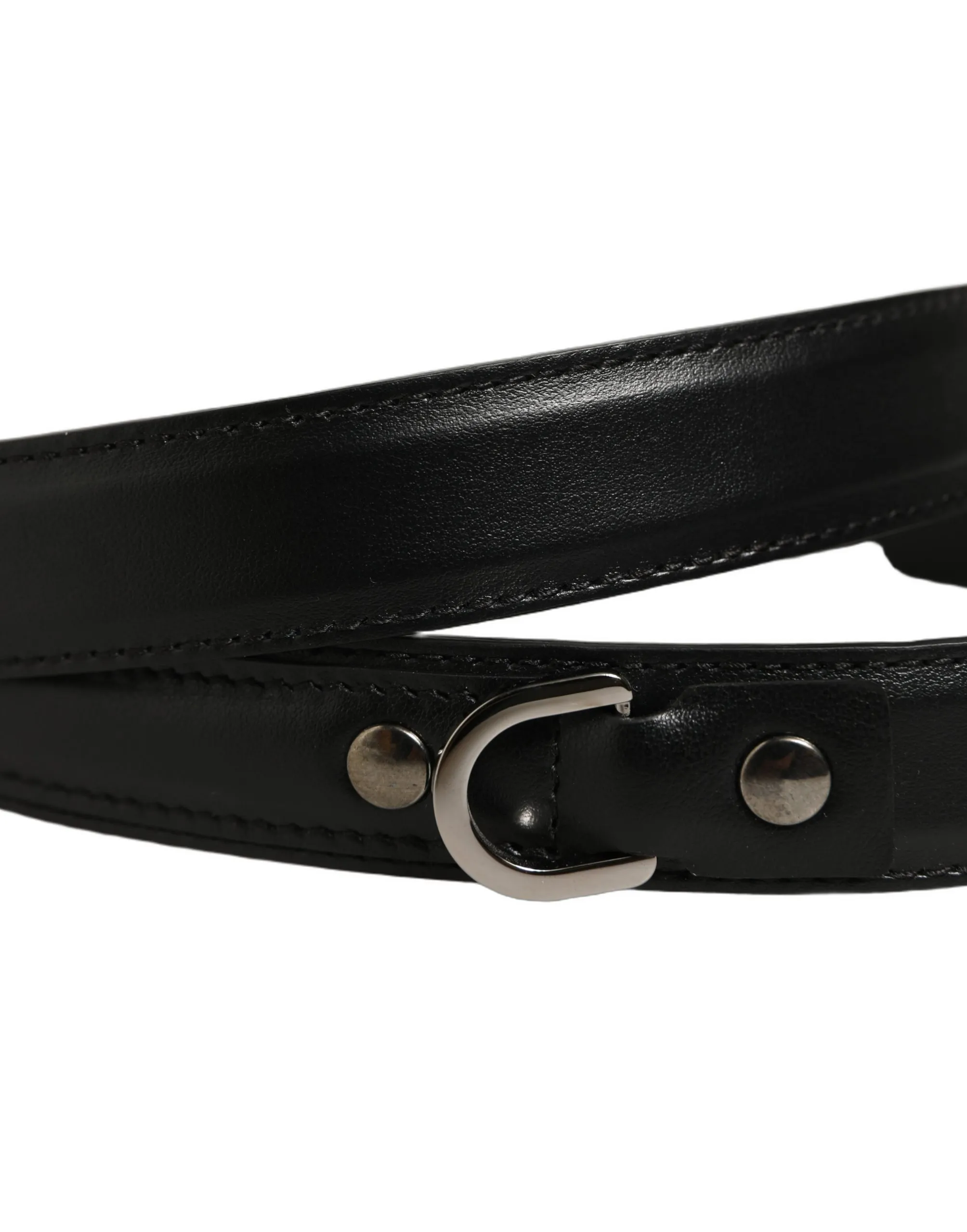Leather Silver Tone Metal Buckle Men's Belt - Dolce & Gabbana - Modalova