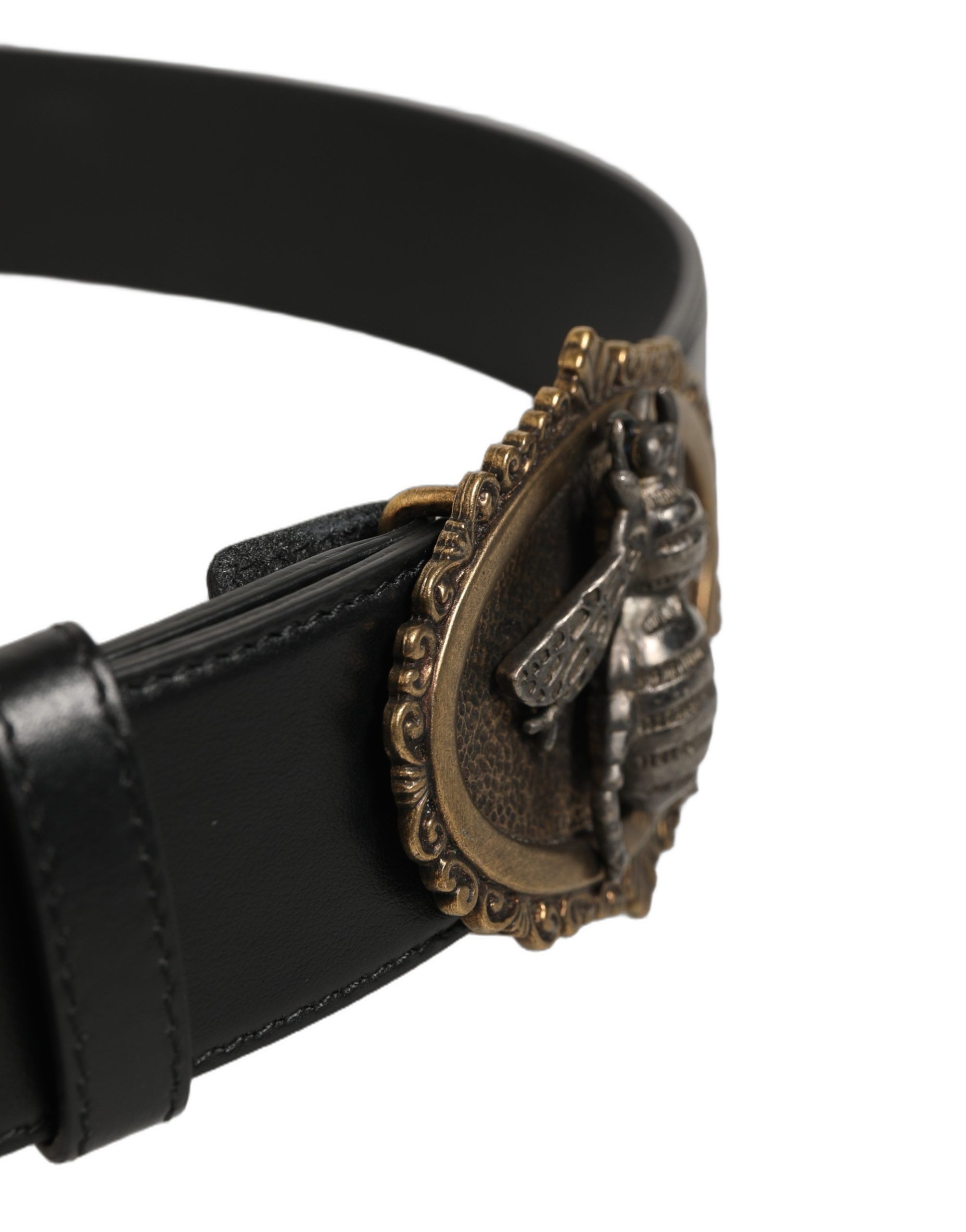 Leather Bee Accent Metal Buckle Men's Belt - Dolce & Gabbana - Modalova