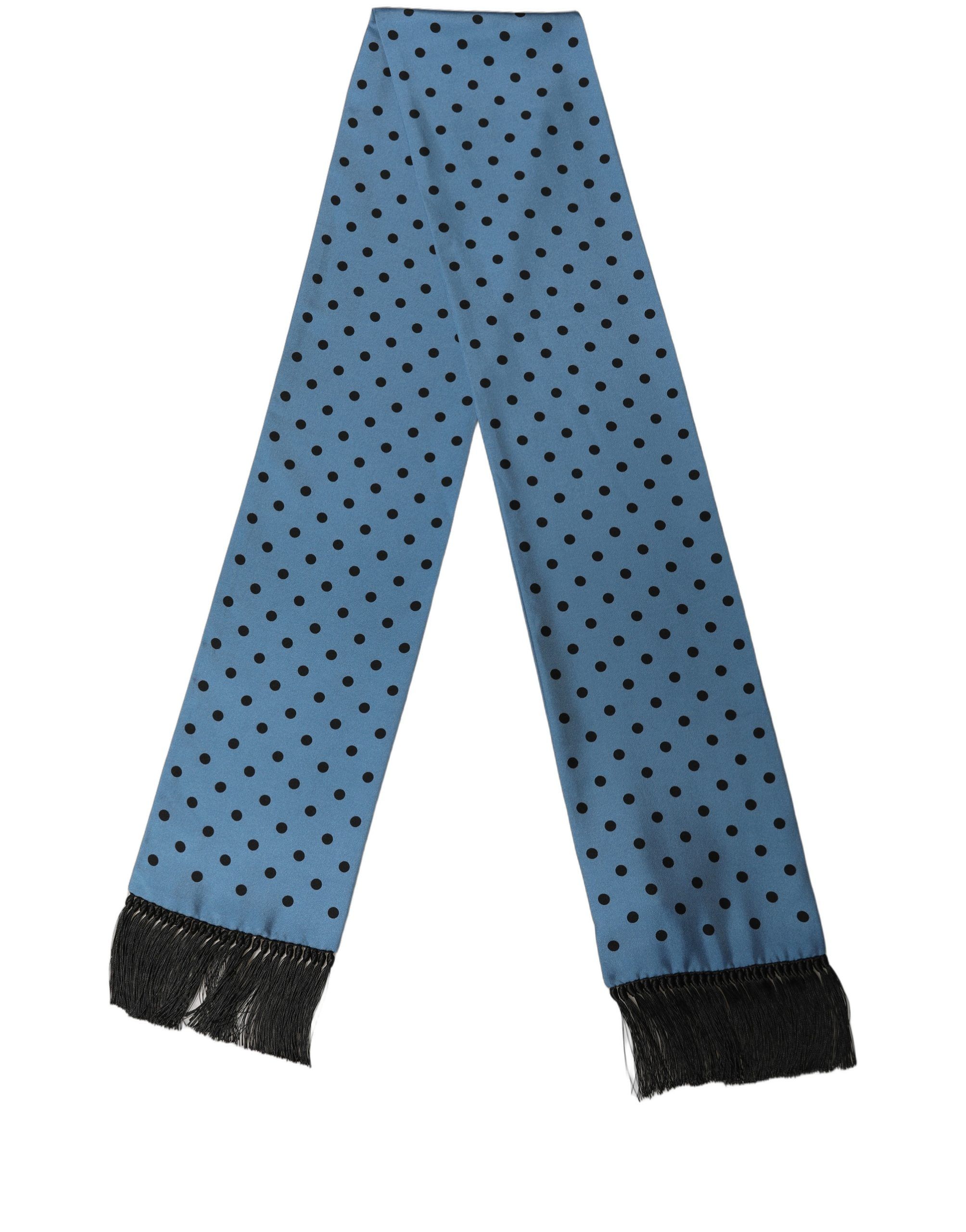 Blue Polka Dot Silk Fringed Lace Stole Men's Scarf - Dolce & Gabbana - Modalova