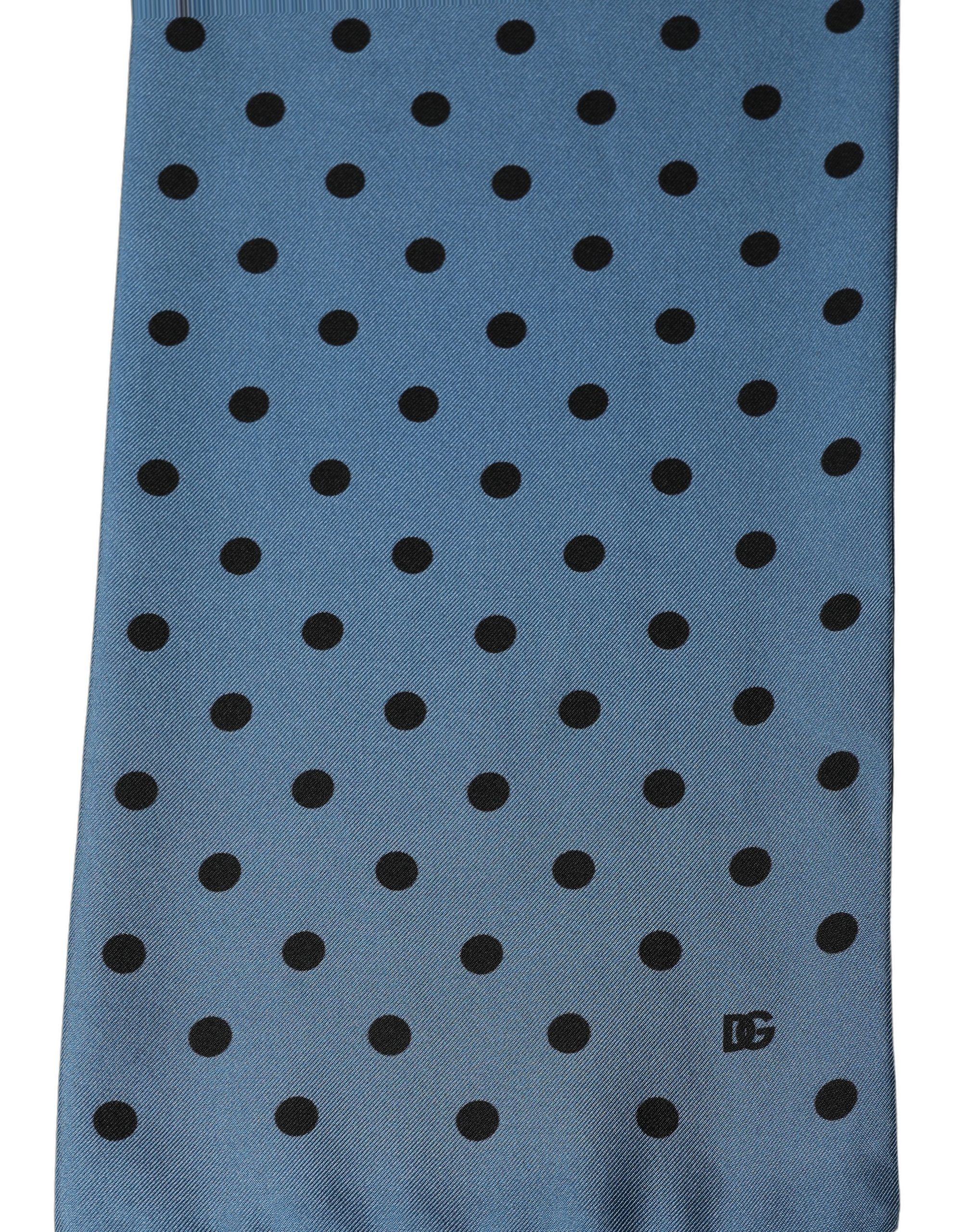 Blue Polka Dot Silk Fringed Lace Stole Men's Scarf - Dolce & Gabbana - Modalova