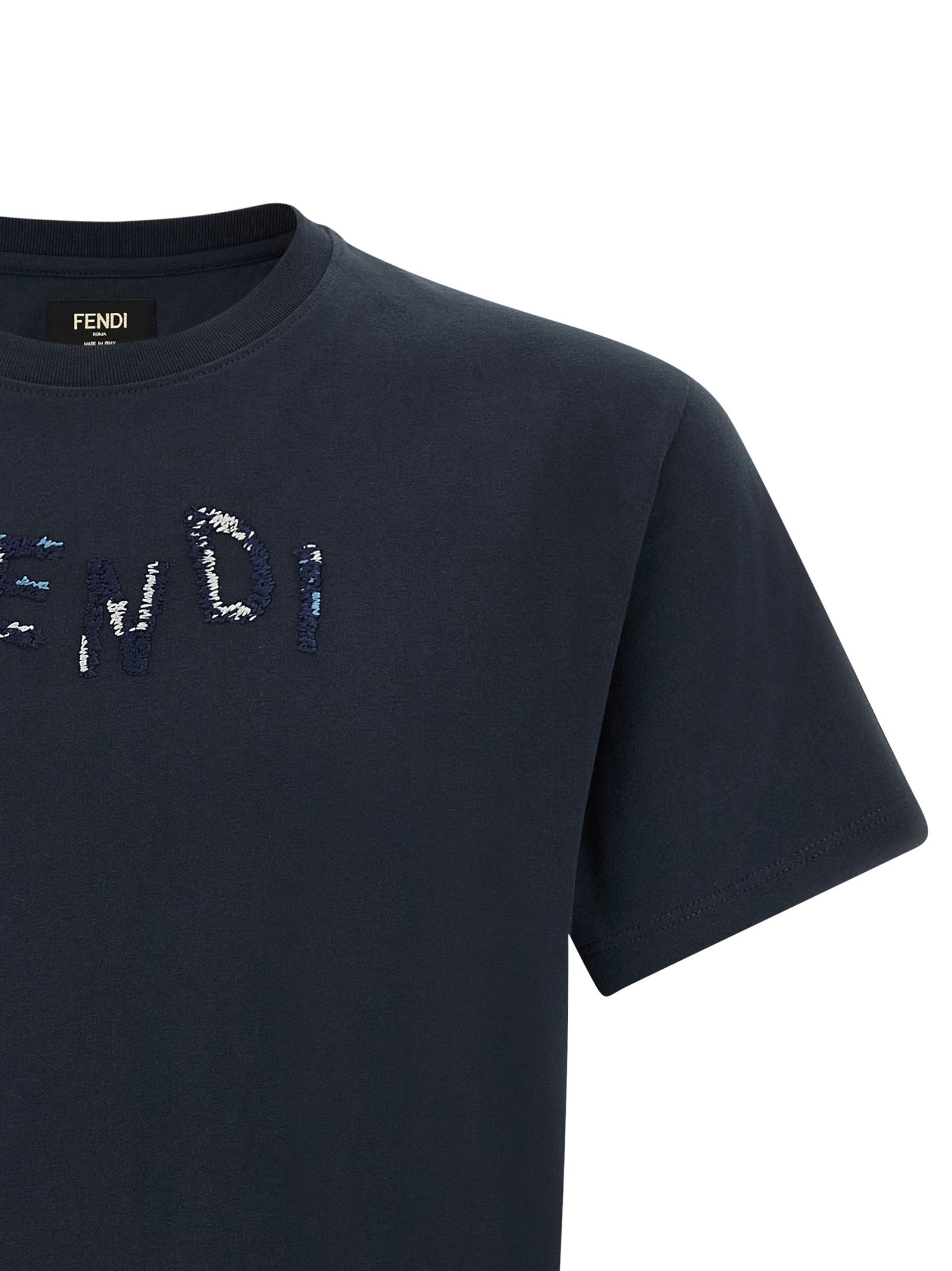 Fendi Blue Cotton Men's T-Shirt - Fendi - Modalova