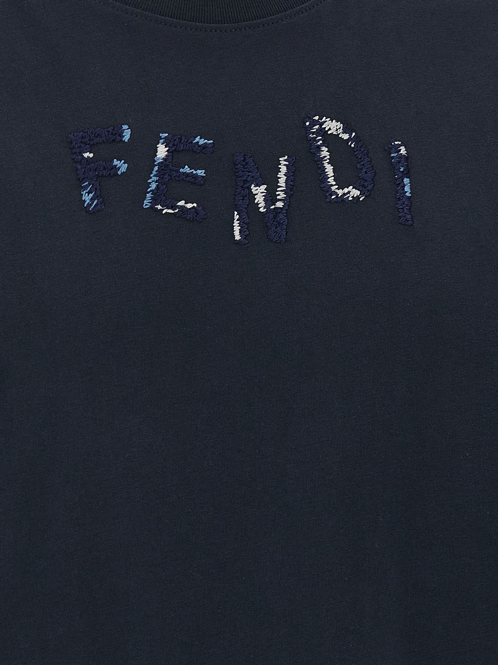 Fendi Blue Cotton Men's T-Shirt - Fendi - Modalova